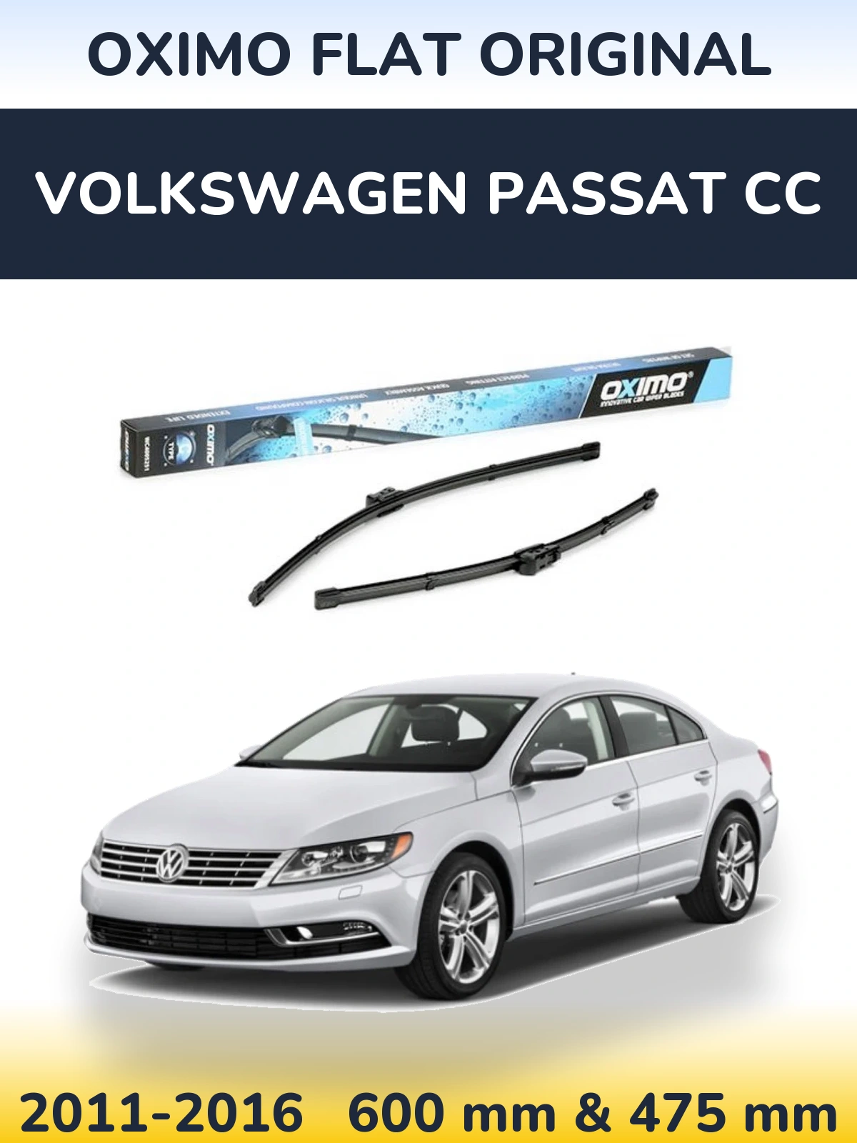Sada předních stěračů Oximo Flat Original 600 a 475 mm pro Volkswagen Passat CC 2011-2016