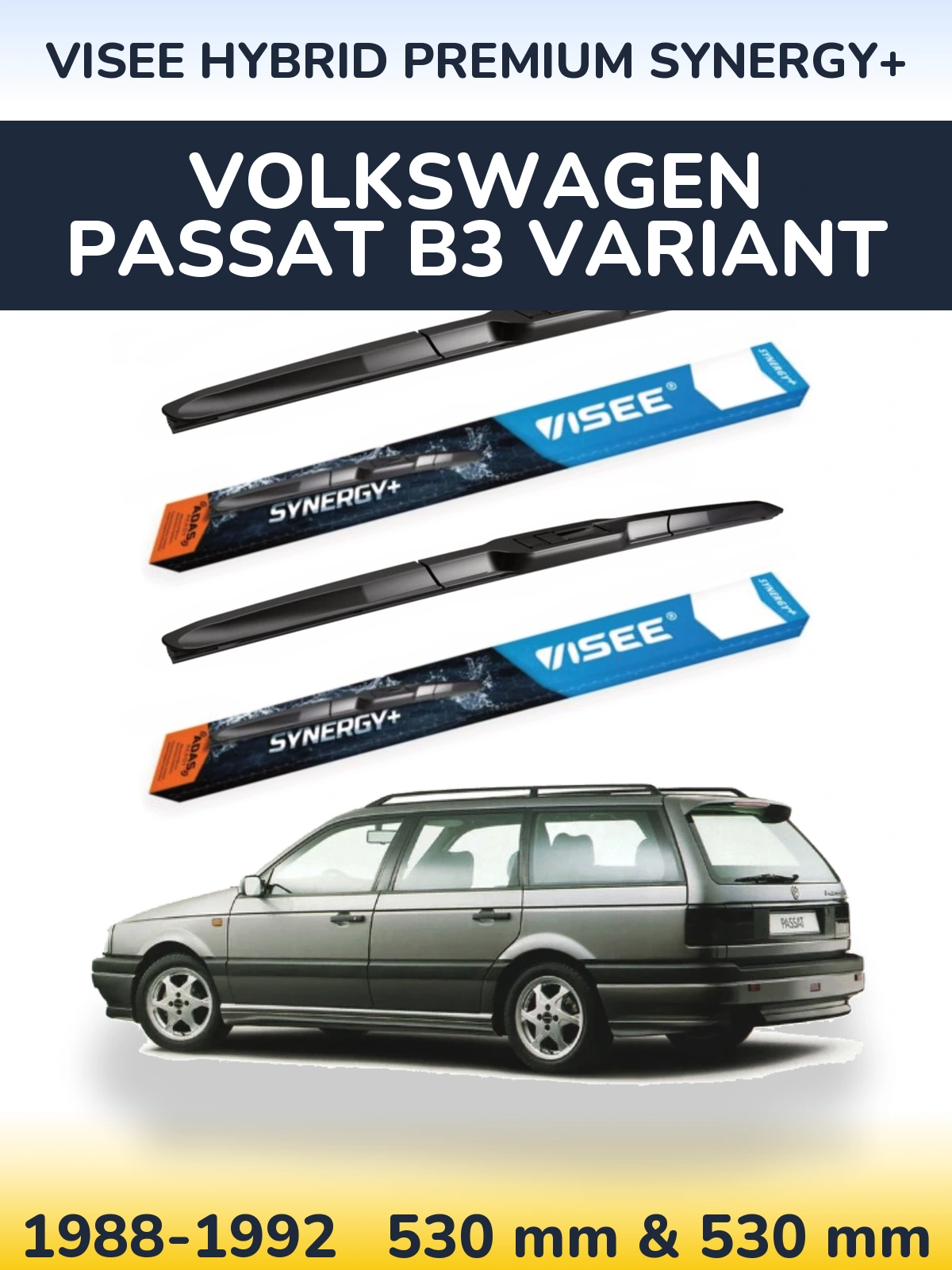Sada předních stěračů VISEE HYBRID PREMIUM SYNERGY+ 530 a 530 mm pro Volkswagen Passat B3 Variant 1988-1992