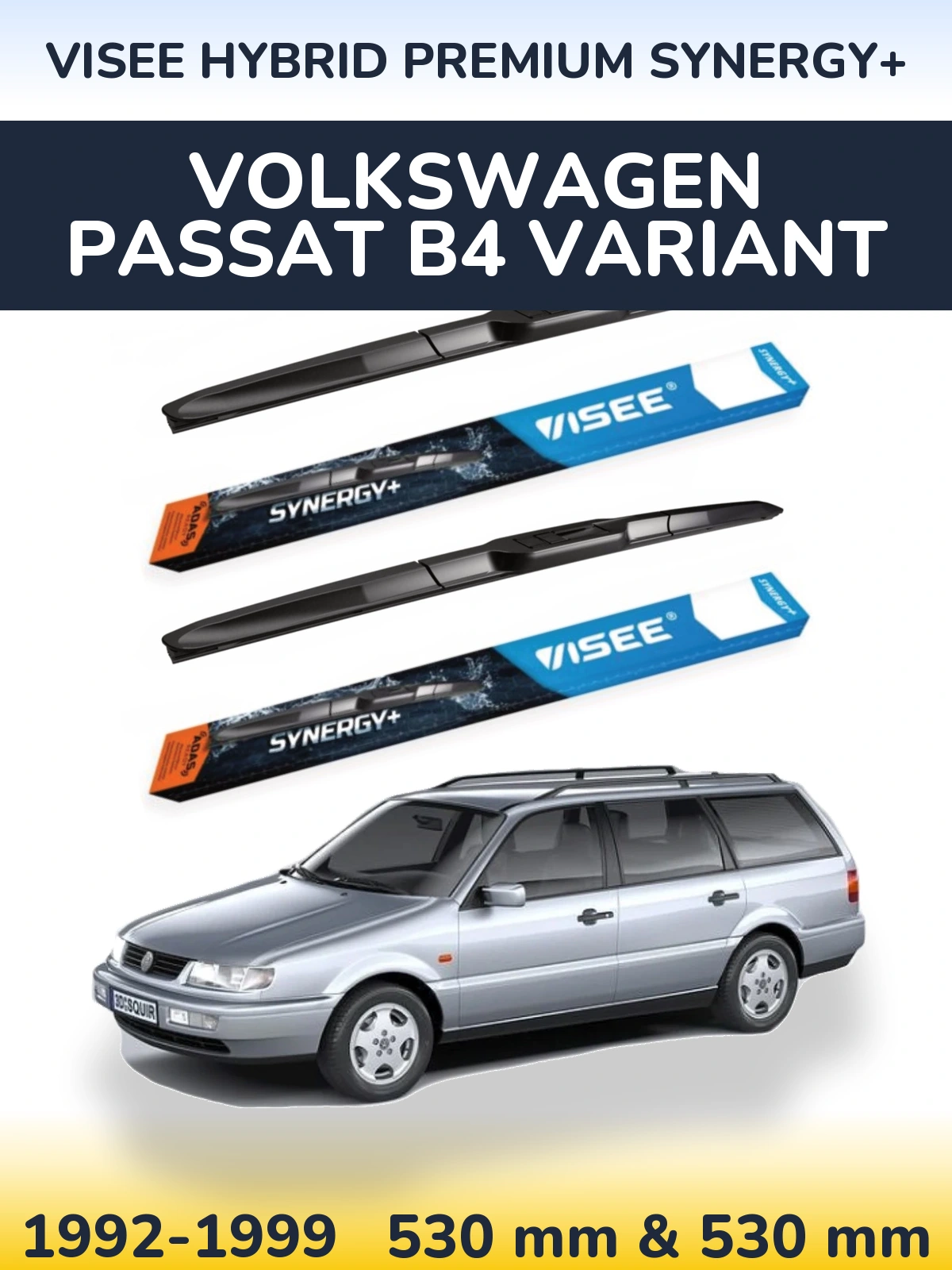 Sada předních stěračů VISEE HYBRID PREMIUM SYNERGY+ 530 a 530 mm pro Volkswagen Passat B4 Variant 1992-1999