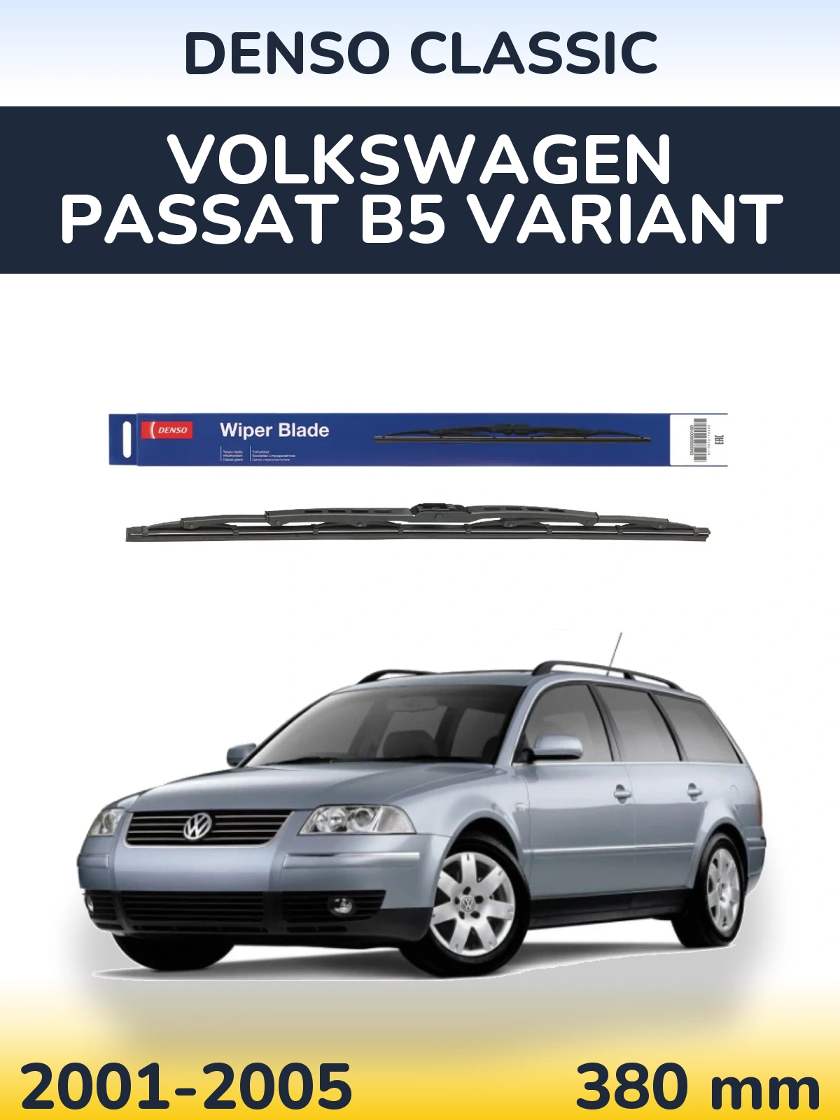 Zadní stěrač Denso Classic 380 mm pro Volkswagen Passat B5 Variant 2001-2005