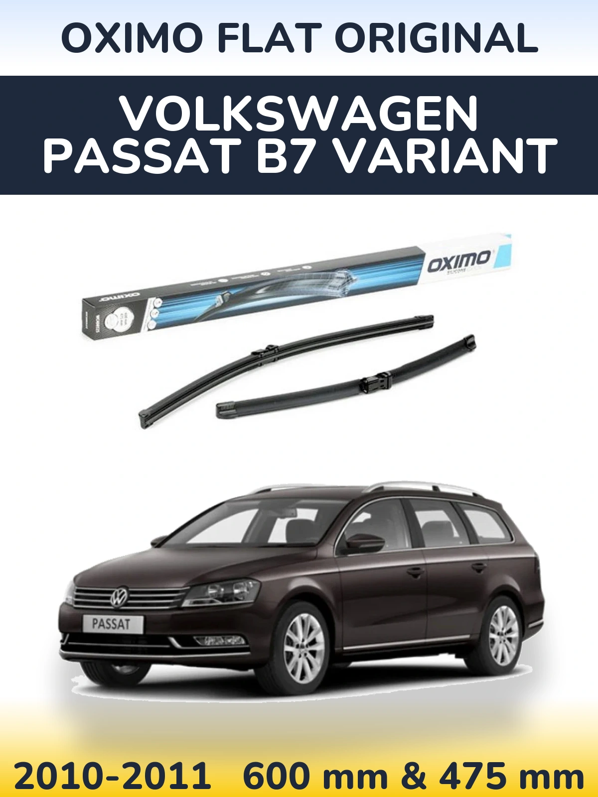 Sada předních stěračů Oximo Flat Original 600 a 475 mm pro Volkswagen Passat B7 Variant 2010-2011