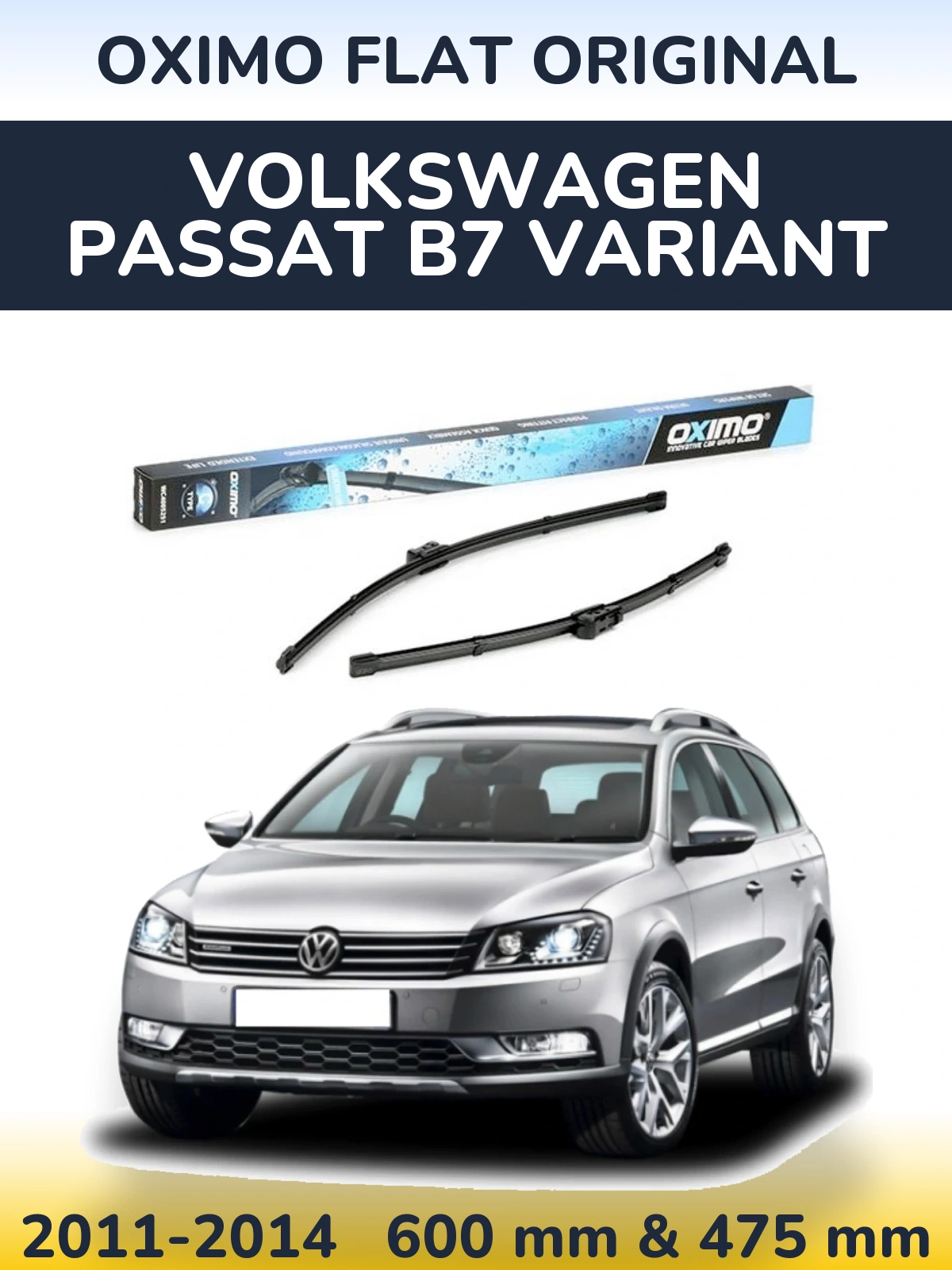 Sada předních stěračů Oximo Flat Original 600 a 475 mm pro Volkswagen Passat B7 Variant 2011-2014