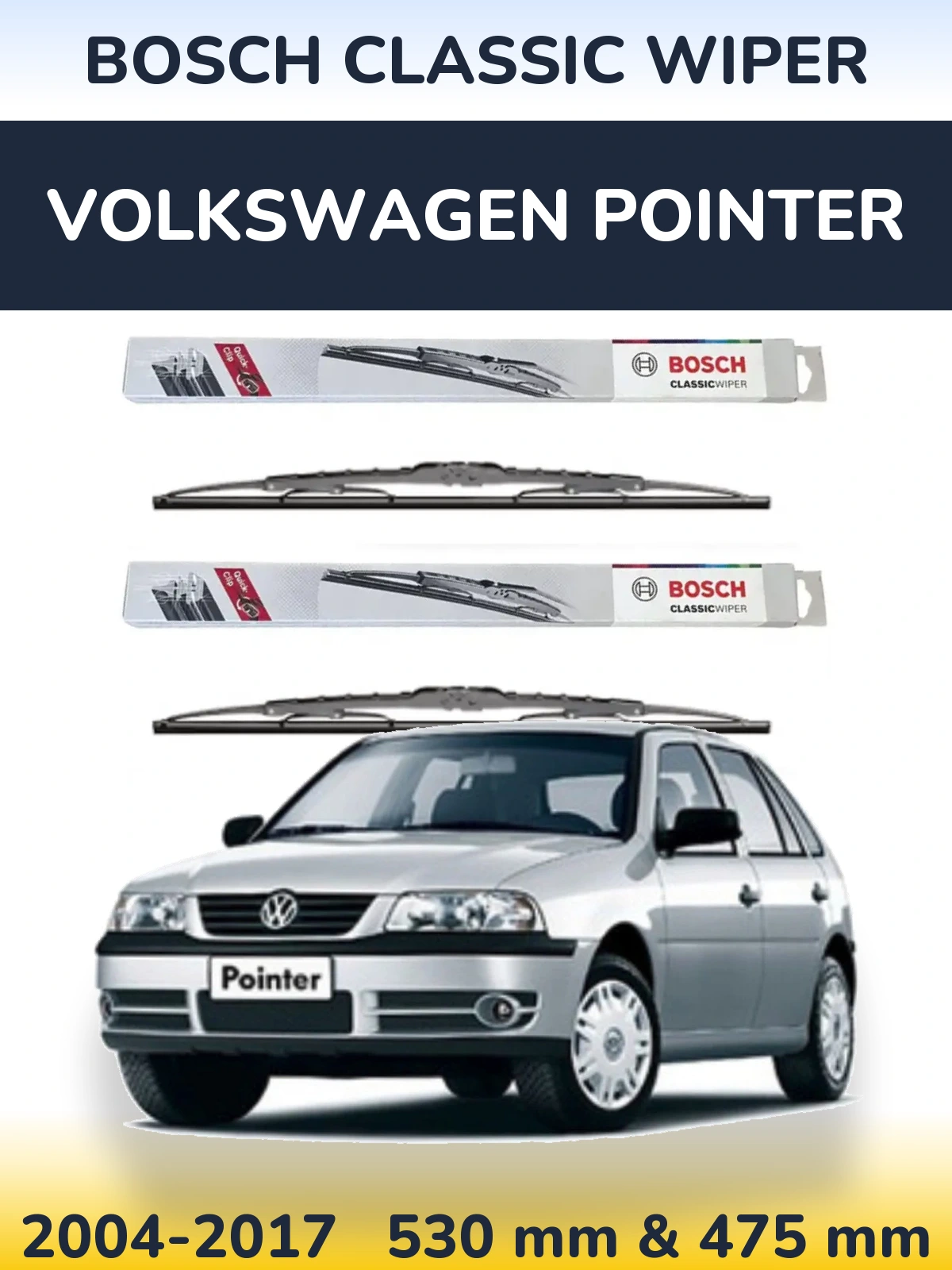 Sada předních stěračů BOSCH Classic Wiper 530 a 475 mm pro Volkswagen Pointer 2004-2017