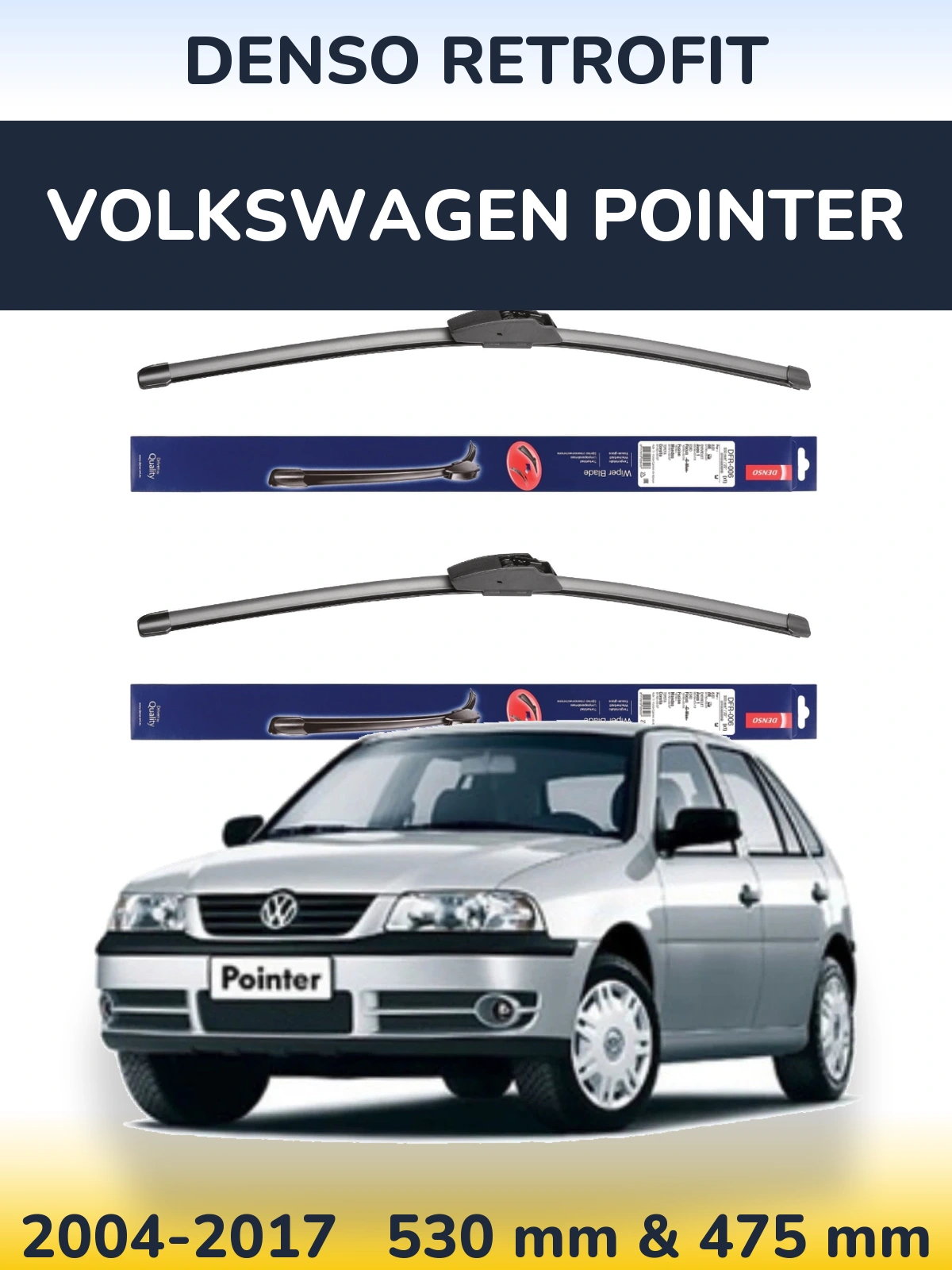 Sada předních stěračů Denso Retrofit 530 a 475 mm pro Volkswagen Pointer 2004-2017