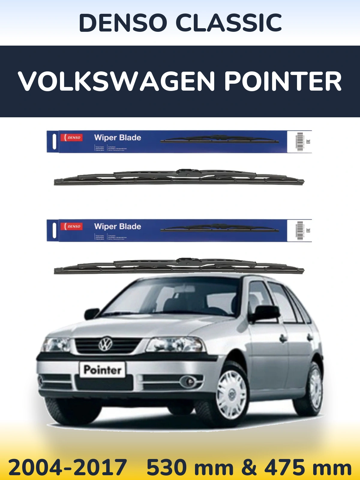 Sada předních stěračů Denso Classic 530 a 475 mm pro Volkswagen Pointer 2004-2017