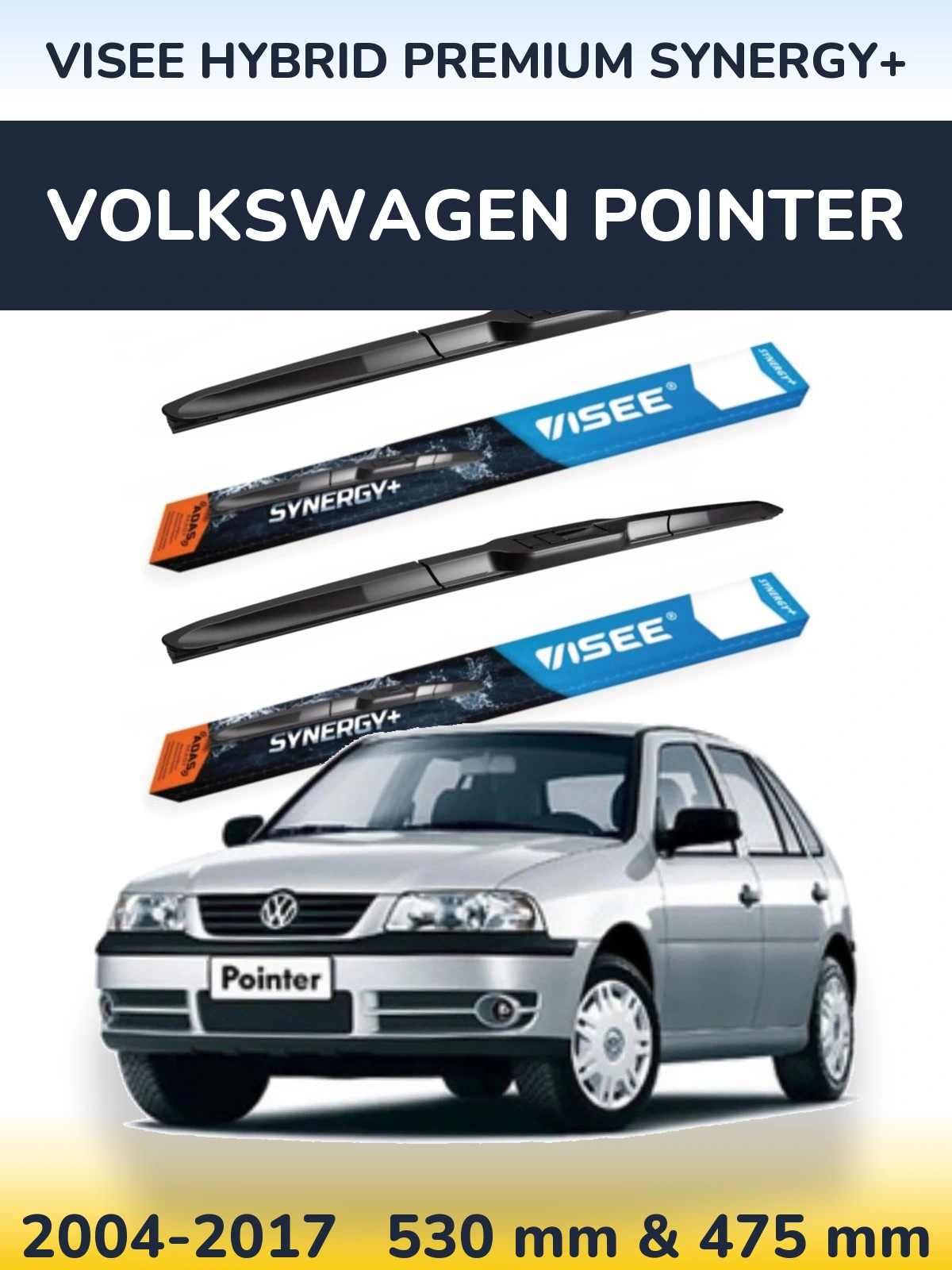 Sada předních stěračů VISEE HYBRID PREMIUM SYNERGY+ 530 a 475 mm pro Volkswagen Pointer 2004-2017