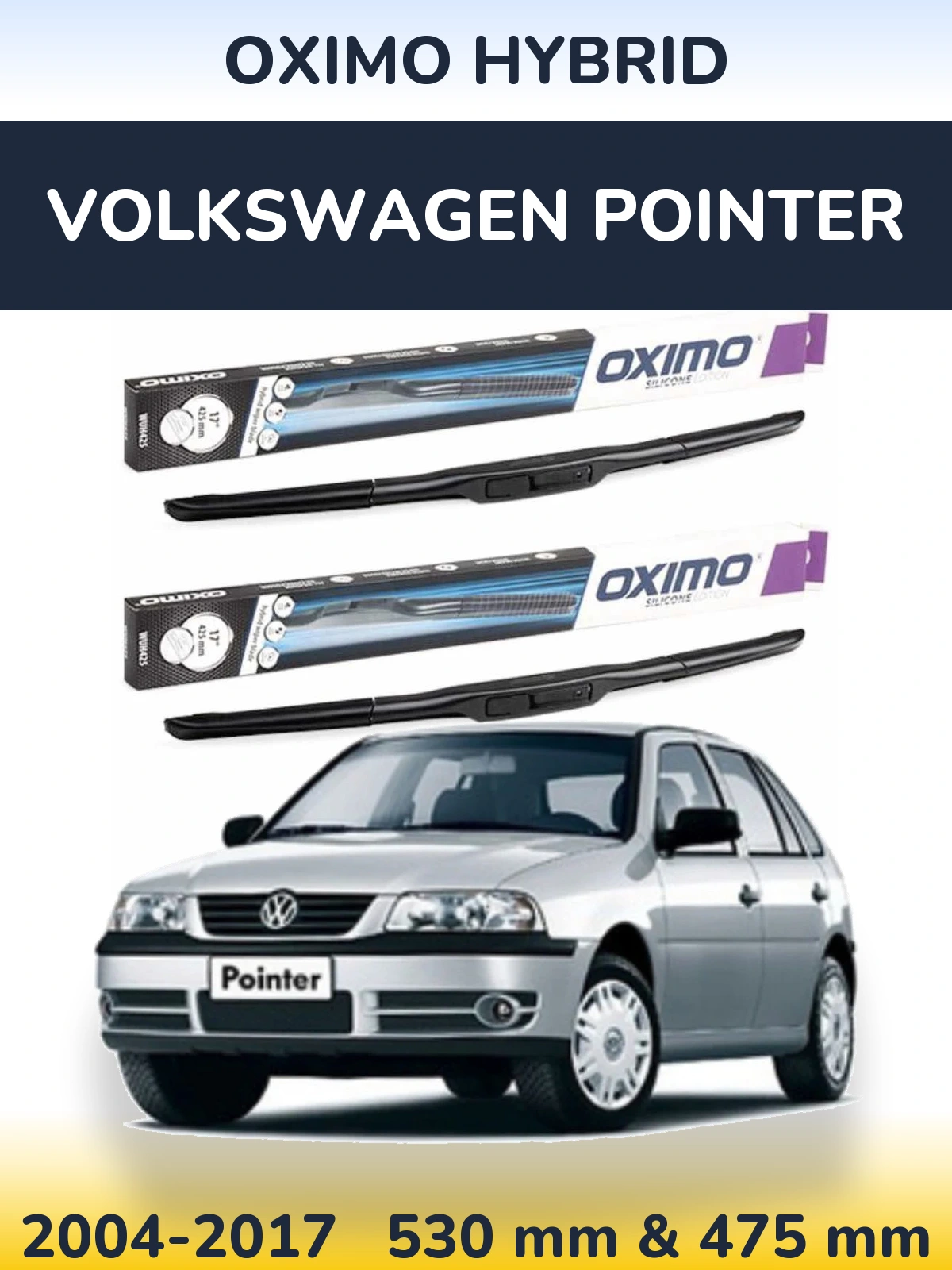 Sada předních stěračů Oximo Hybrid 530 a 475 mm pro Volkswagen Pointer 2004-2017
