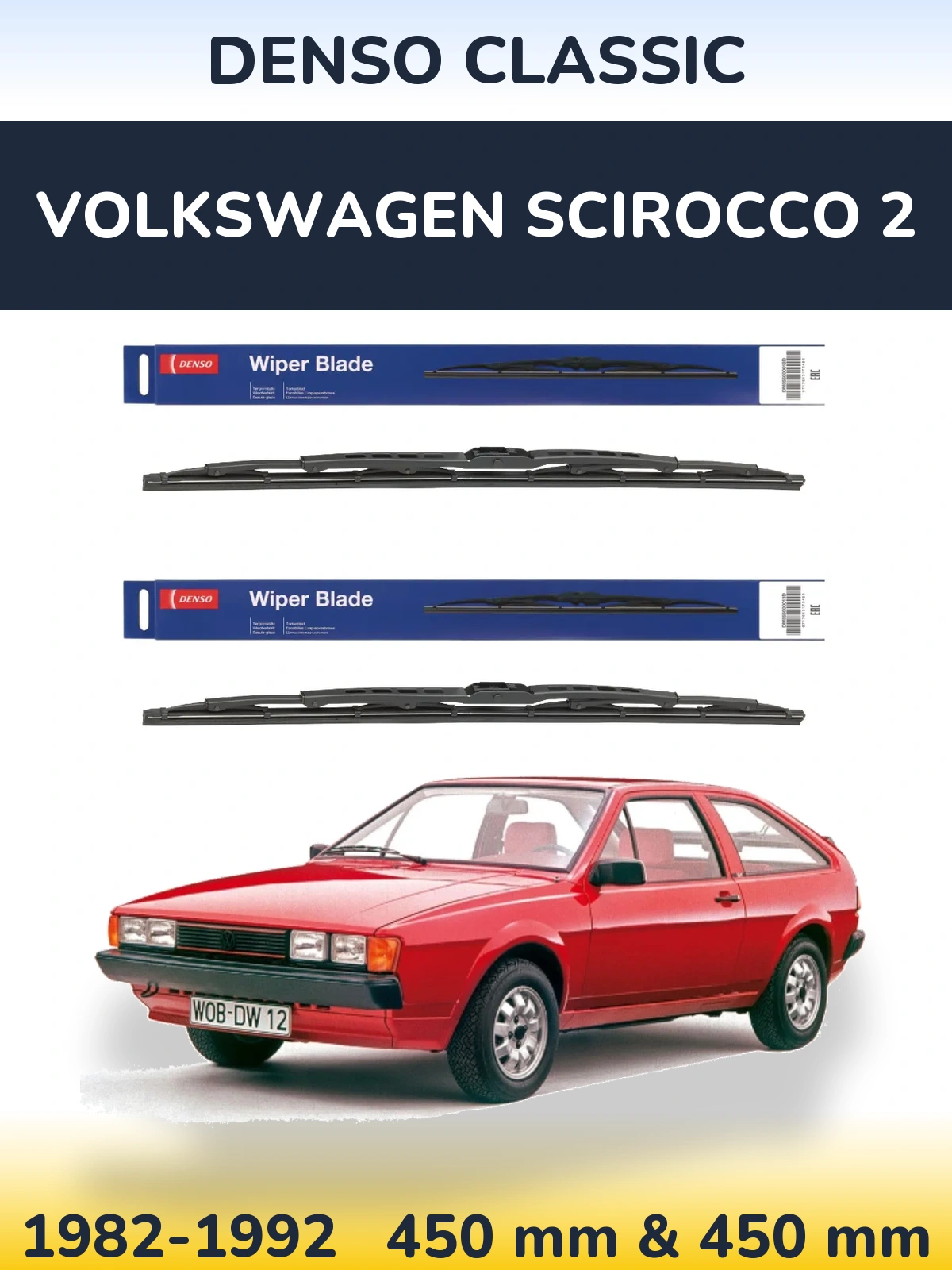 Sada předních stěračů Denso Classic 450 a 450 mm pro Volkswagen Scirocco 2 1982-1992