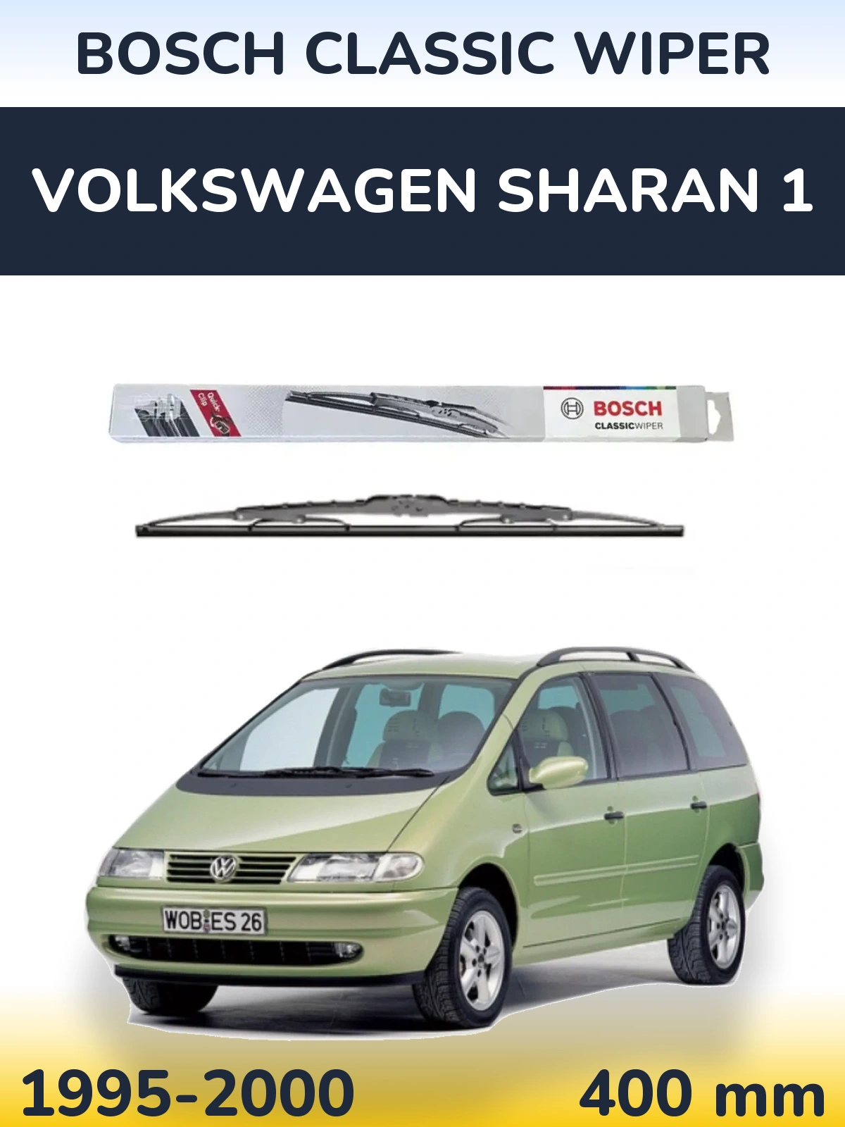 Zadní stěrač BOSCH Classic Wiper 400 mm pro Volkswagen Sharan 1 1995-2000
