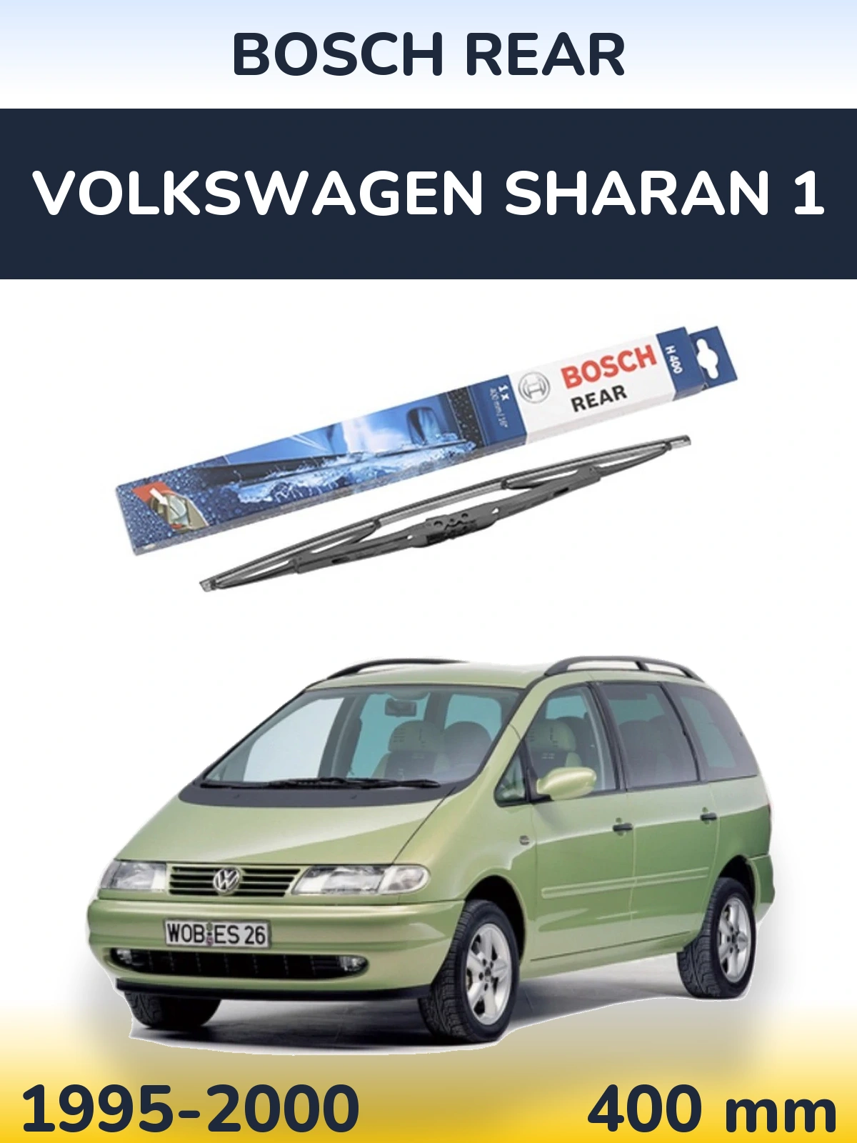 Zadní stěrač BOSCH Rear 400 mm pro Volkswagen Sharan 1 1995-2000