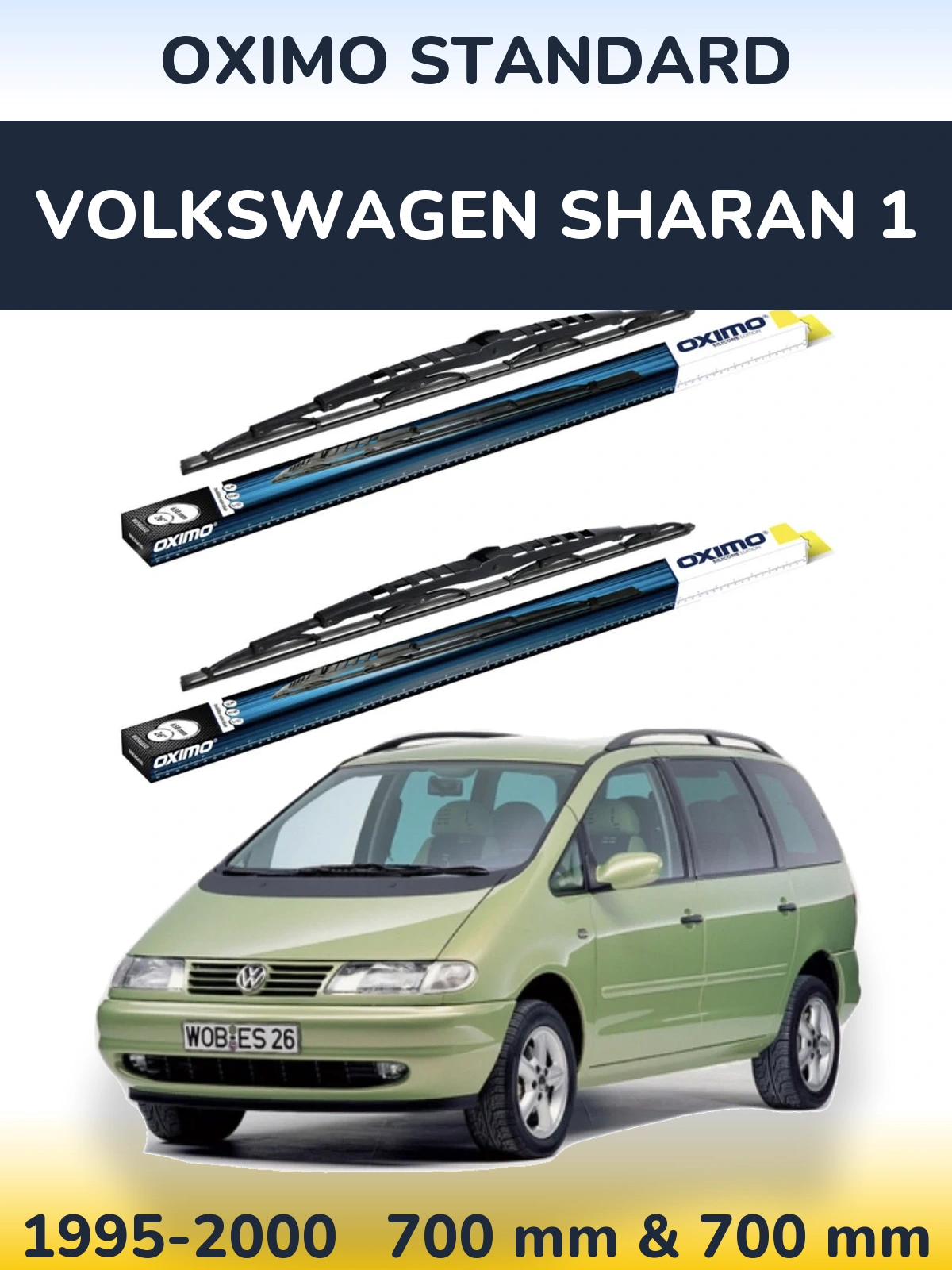Sada předních stěračů Oximo Standard 700 a 700 mm pro Volkswagen Sharan 1 1995-2000