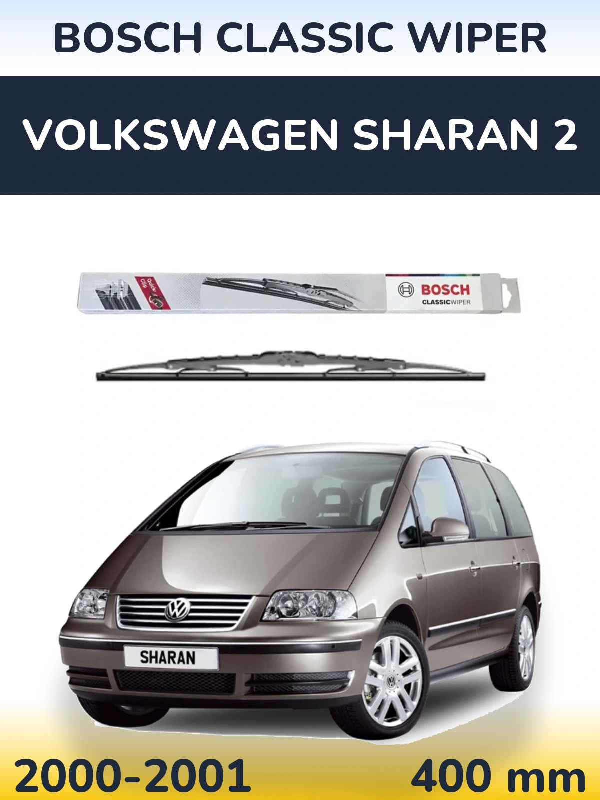 Zadní stěrač BOSCH Classic Wiper 400 mm pro Volkswagen Sharan 2 2000-2001