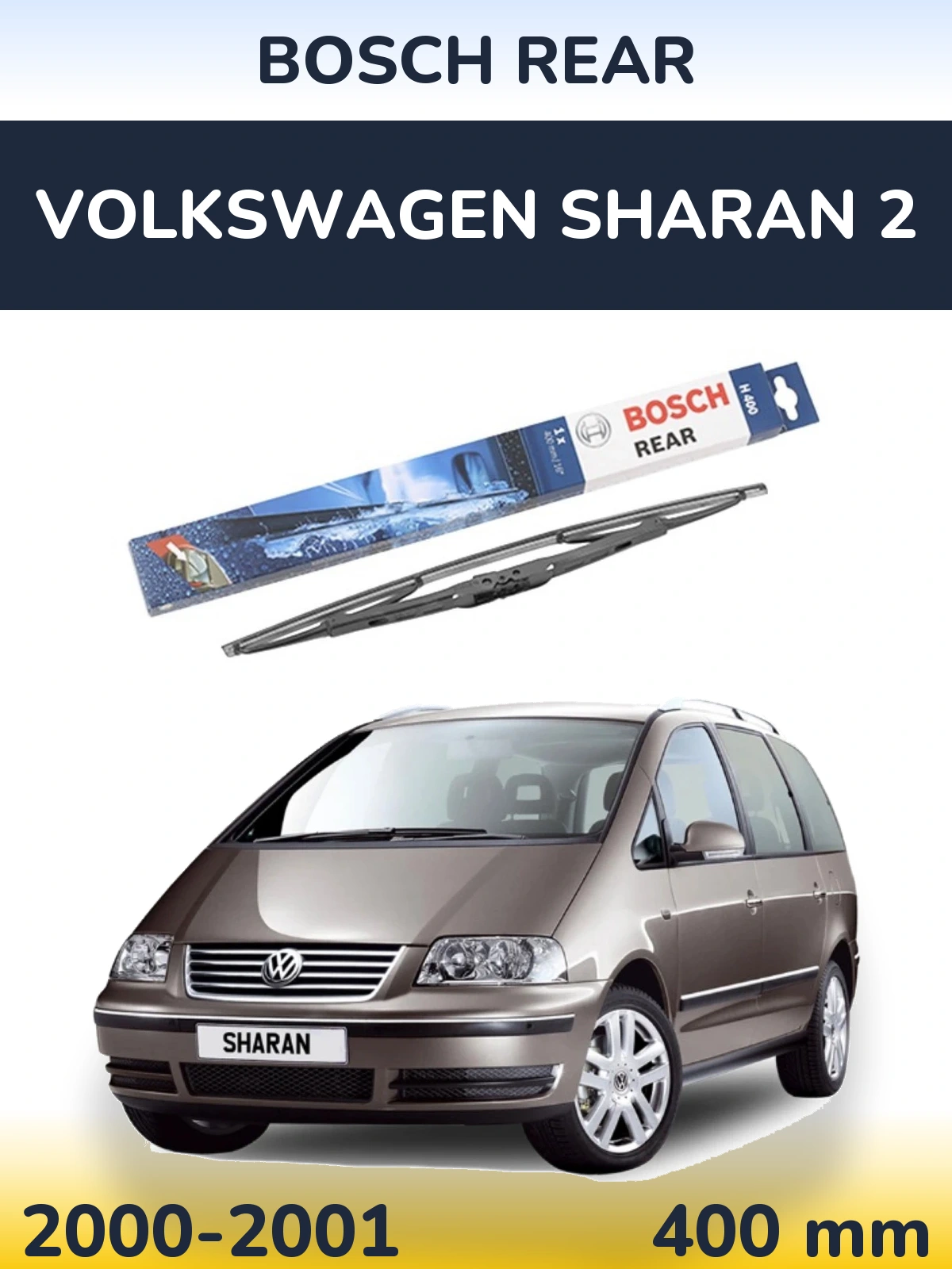 Zadní stěrač BOSCH Rear 400 mm pro Volkswagen Sharan 2 2000-2001