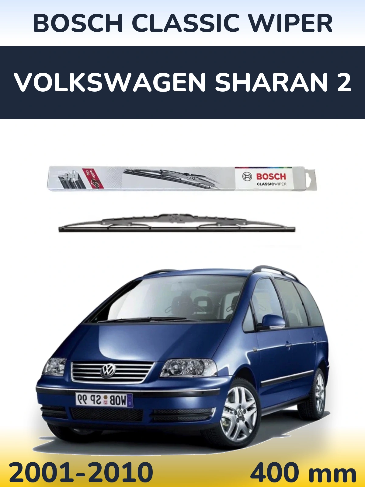 Zadní stěrač BOSCH Classic Wiper 400 mm pro Volkswagen Sharan 2 2001-2010