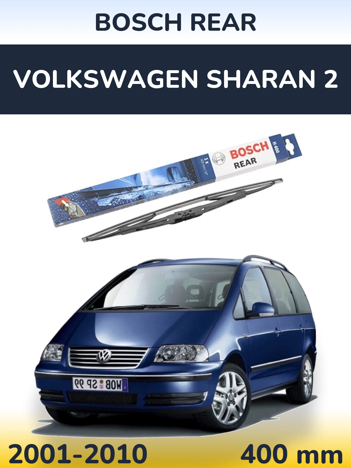 Zadní stěrač BOSCH Rear 400 mm pro Volkswagen Sharan 2 2001-2010