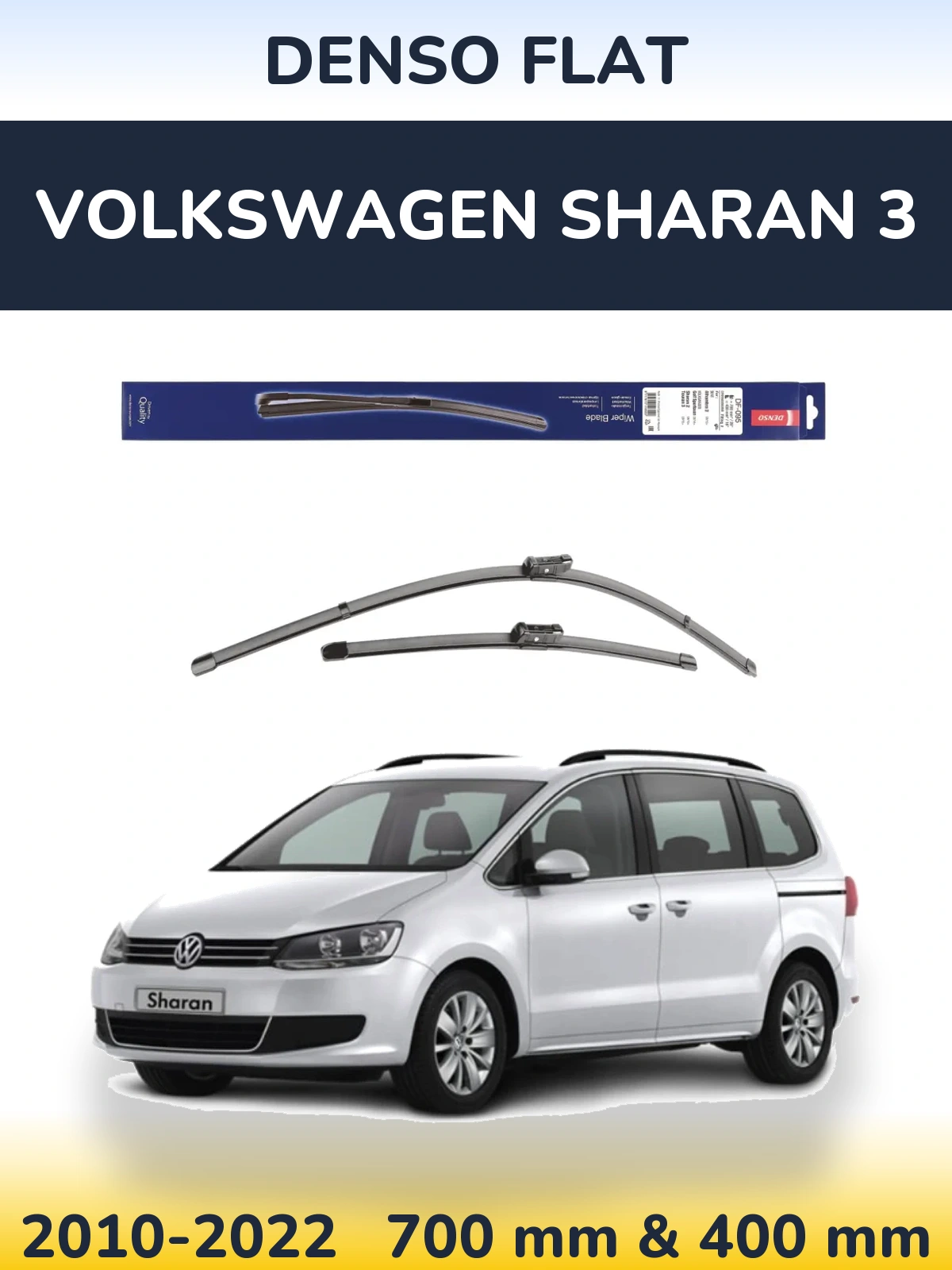 Sada předních stěračů Denso Flat 700 a 400 mm pro Volkswagen Sharan 3 2010-2022