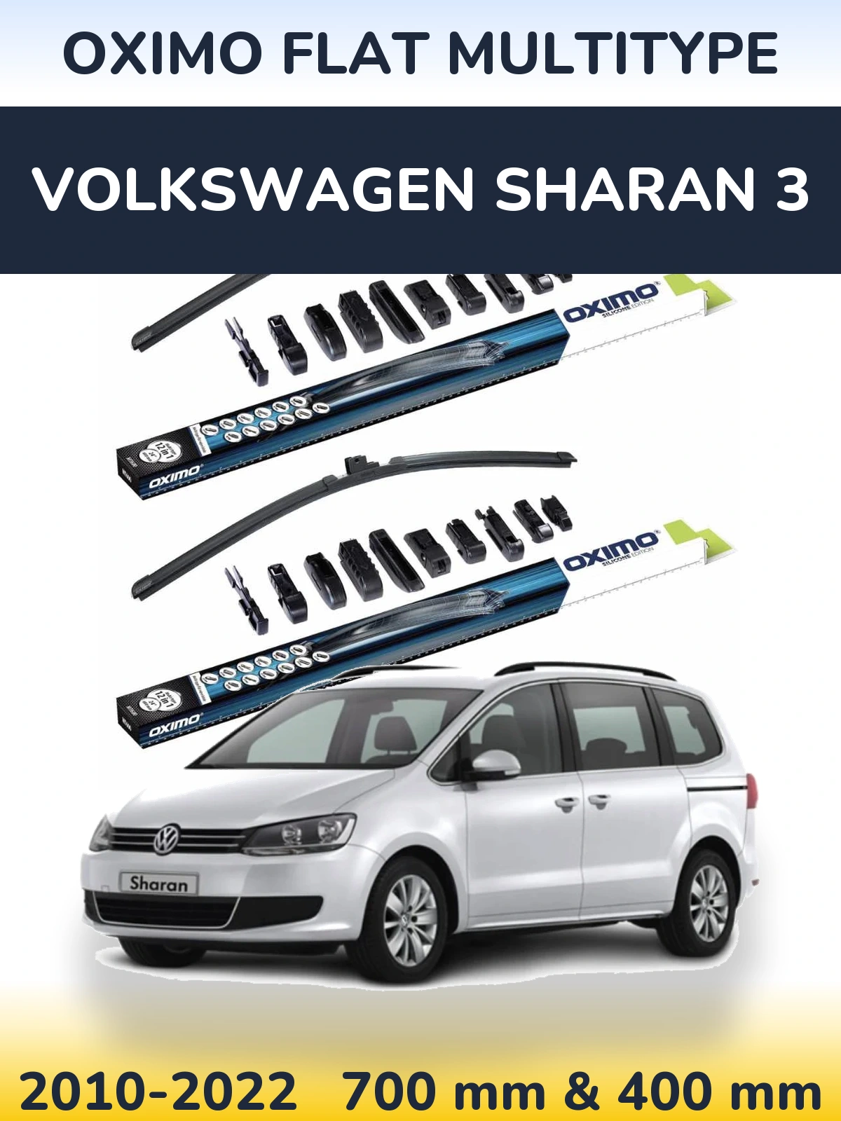 Sada předních stěračů Oximo Flat MultiType 700 a 400 mm pro Volkswagen Sharan 3 2010-2022