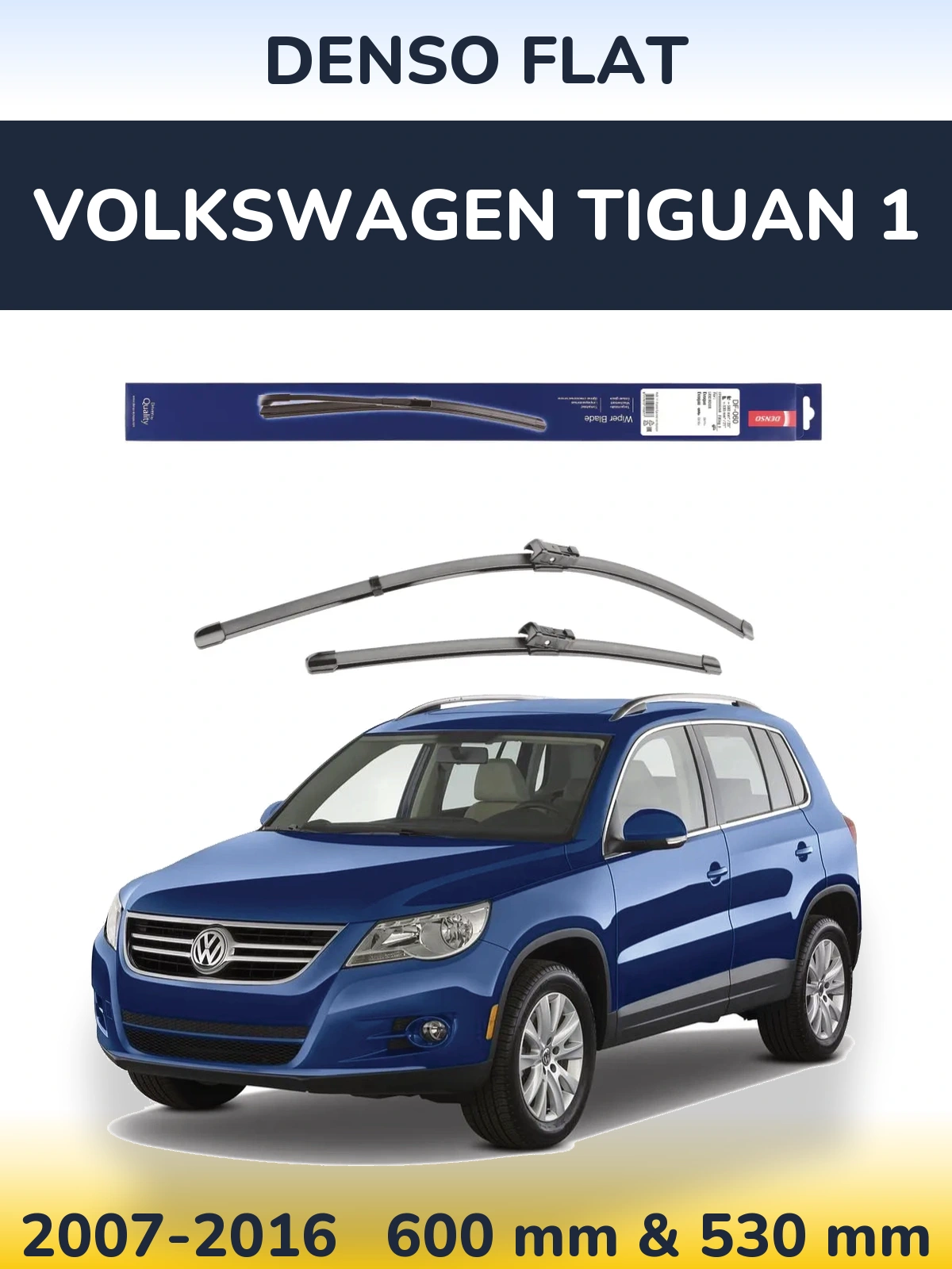 Sada předních stěračů Denso Flat 580 a 530 mm pro Volkswagen Tiguan 1 2007-2016