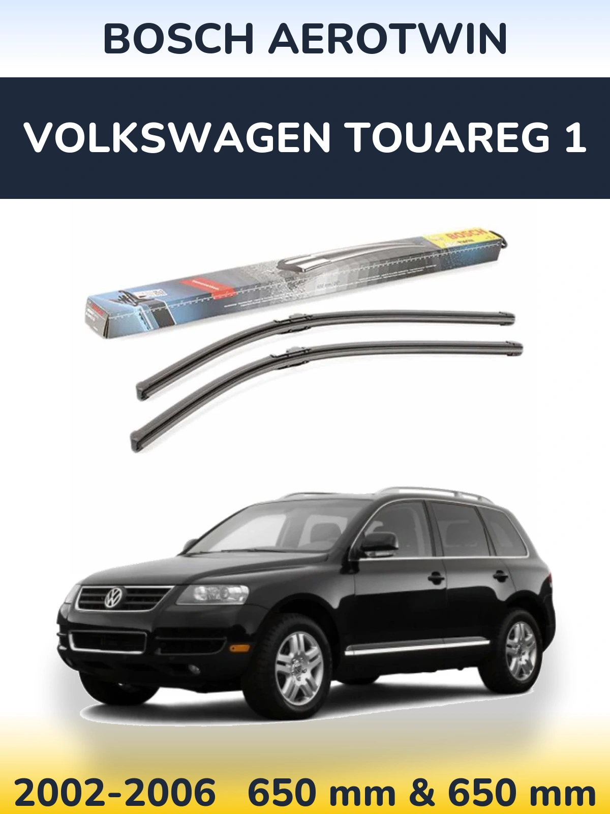 Sada předních stěračů BOSCH AeroTwin 650 a 650 mm pro Volkswagen Touareg 1 2002-2006