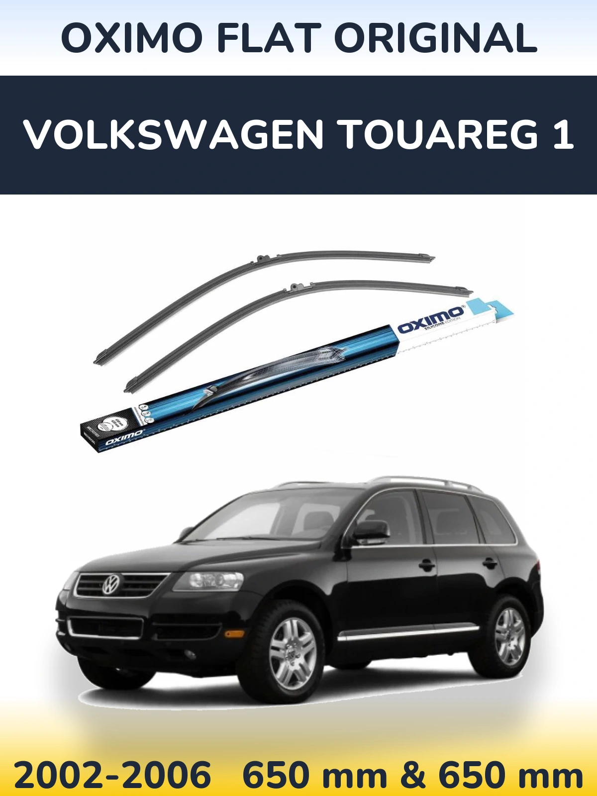 Sada předních stěračů Oximo Flat Original 650 a 650 mm pro Volkswagen Touareg 1 2002-2006