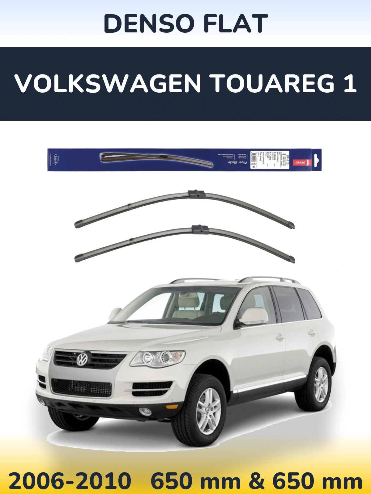 Sada předních stěračů Denso Flat 650 a 650 mm pro Volkswagen Touareg 1 2006-2010