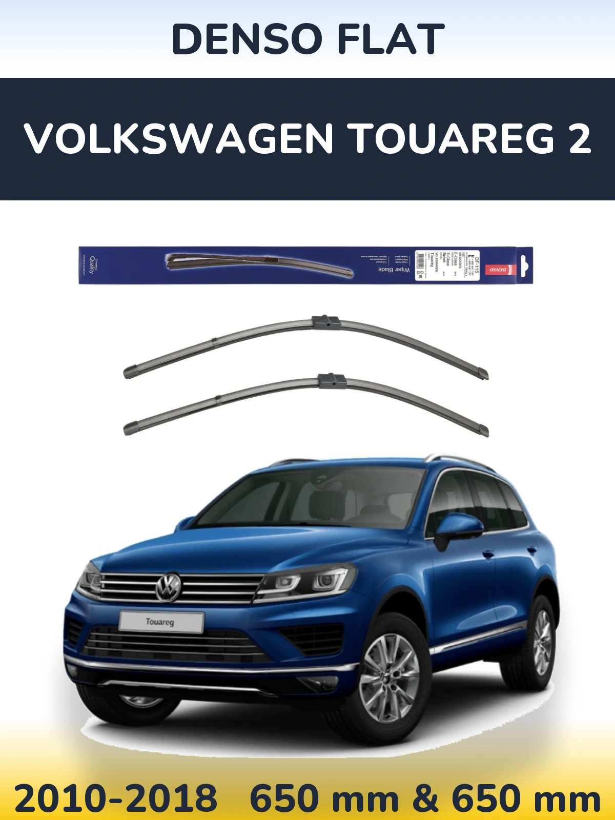 Sada předních stěračů Denso Flat 650 a 650 mm pro Volkswagen Touareg 2 2010-2018