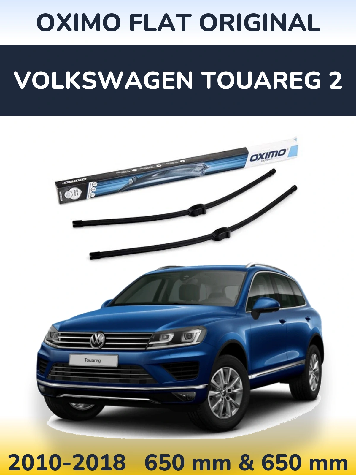 Sada předních stěračů Oximo Flat Original 650 a 650 mm pro Volkswagen Touareg 2 2010-2018