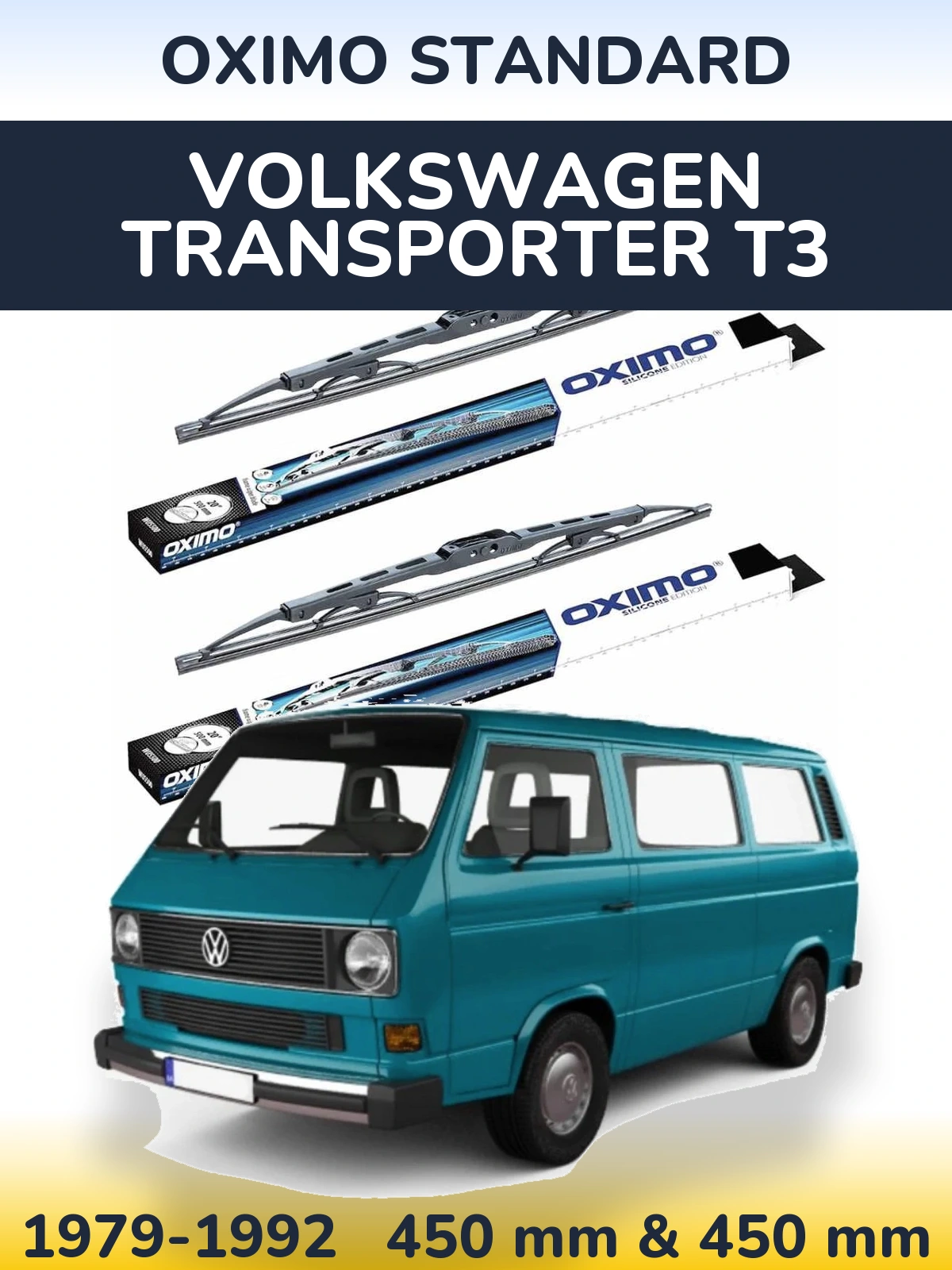 Sada předních stěračů Oximo Standard 450 a 450 mm pro Volkswagen Transporter T3 1979-1992