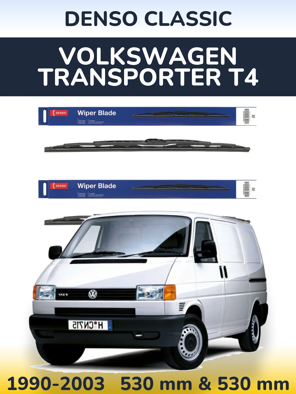 Sada předních stěračů Denso Classic 530 a 530 mm pro Volkswagen Transporter T4 1990-2003