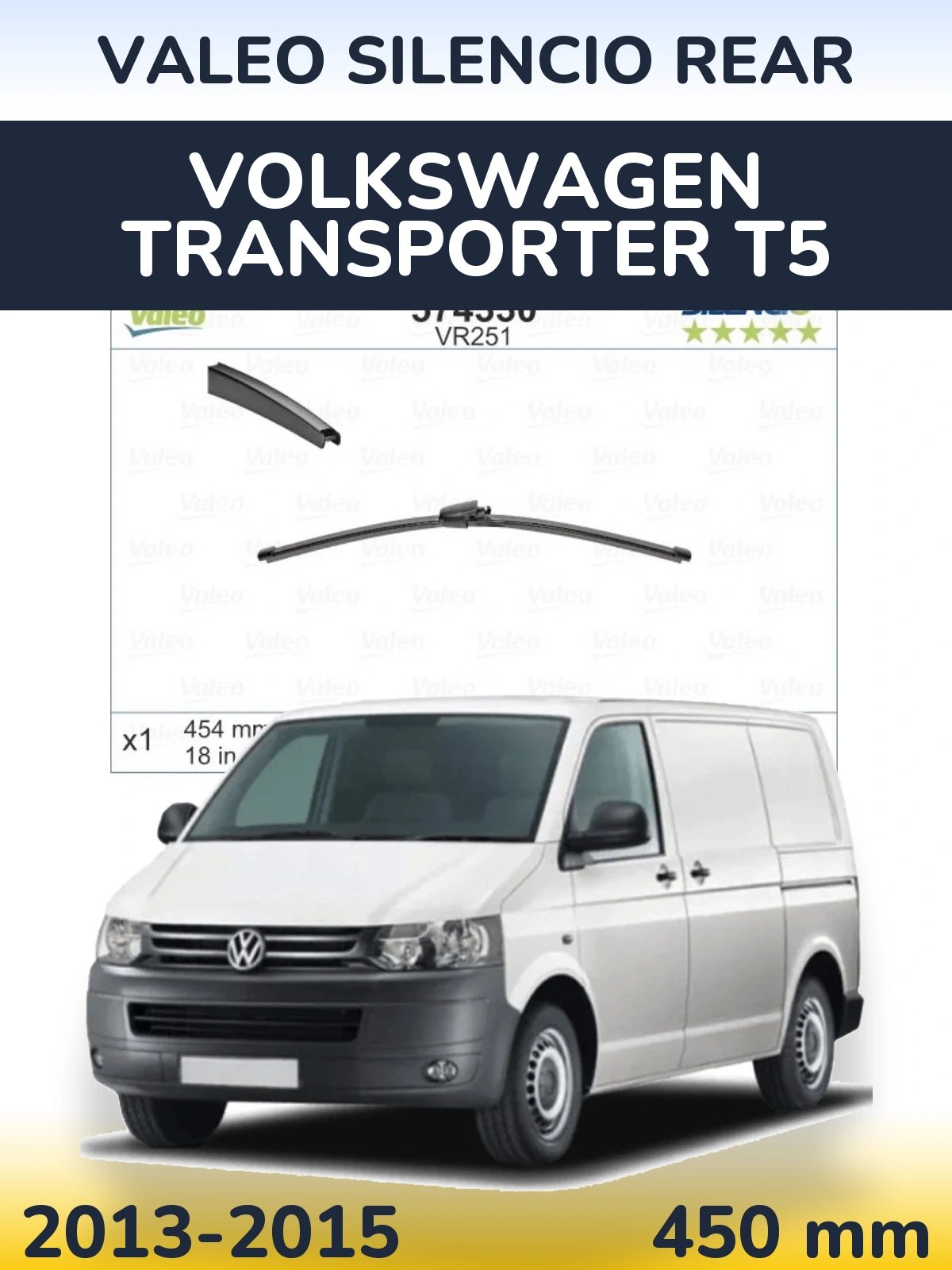 Zadní stěrač Valeo Silencio Rear 454 mm pro Volkswagen Transporter T5 2013-2015
