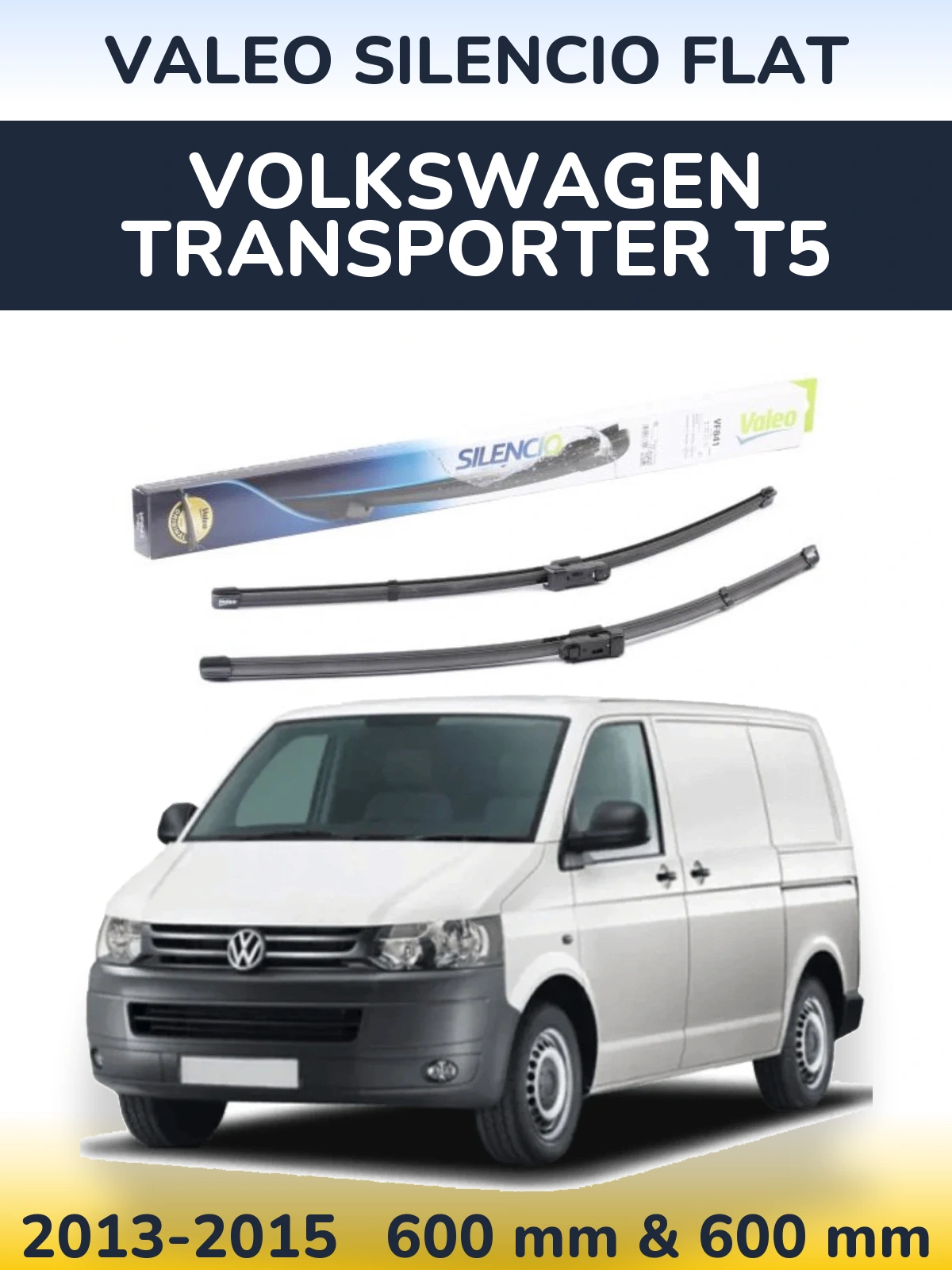 Sada předních stěračů Valeo Silencio Flat 600 a 600 mm pro Volkswagen Transporter T5 2013-2015