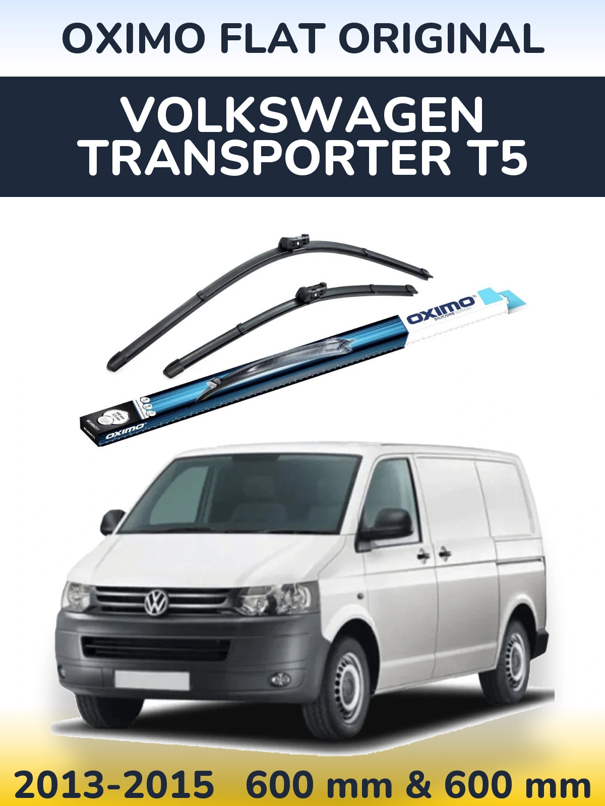 Sada předních stěračů Oximo Flat Original 600 a 600 mm pro Volkswagen Transporter T5 2013-2015