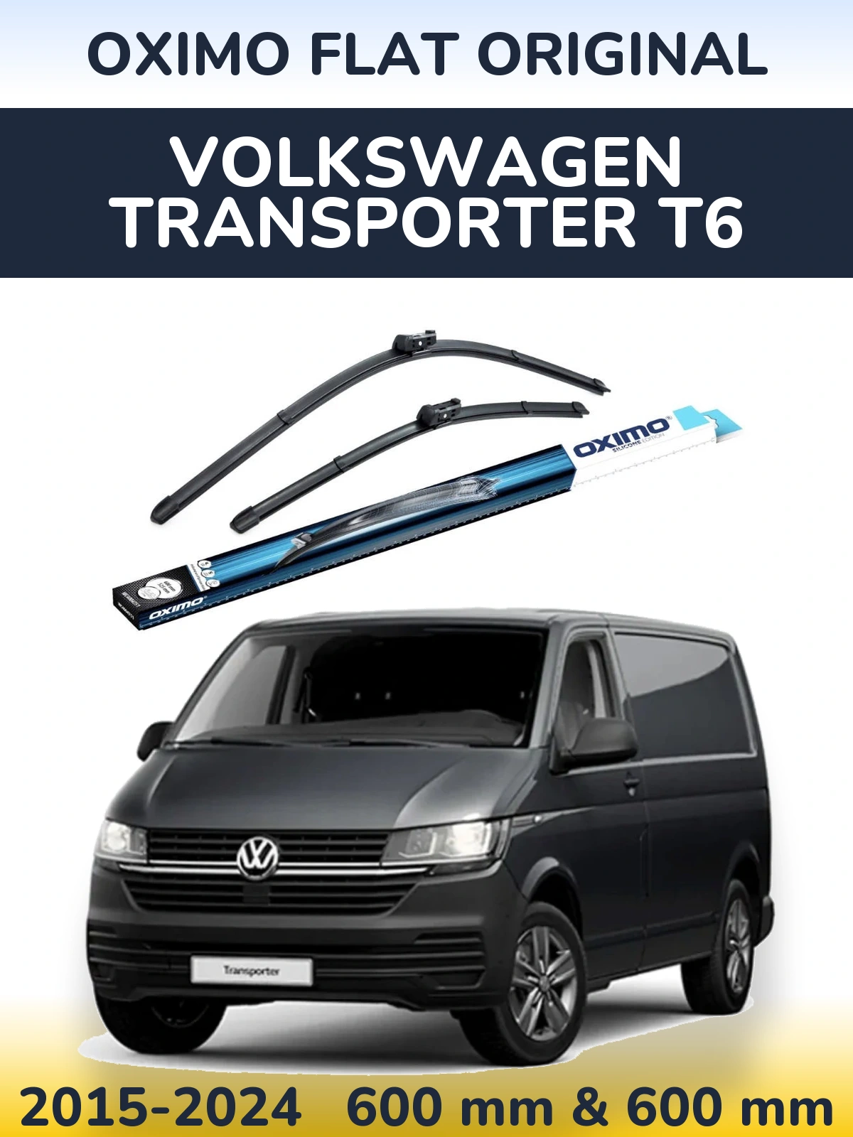 Sada předních stěračů Oximo Flat Original 600 a 600 mm pro Volkswagen Transporter T6 2015-2024