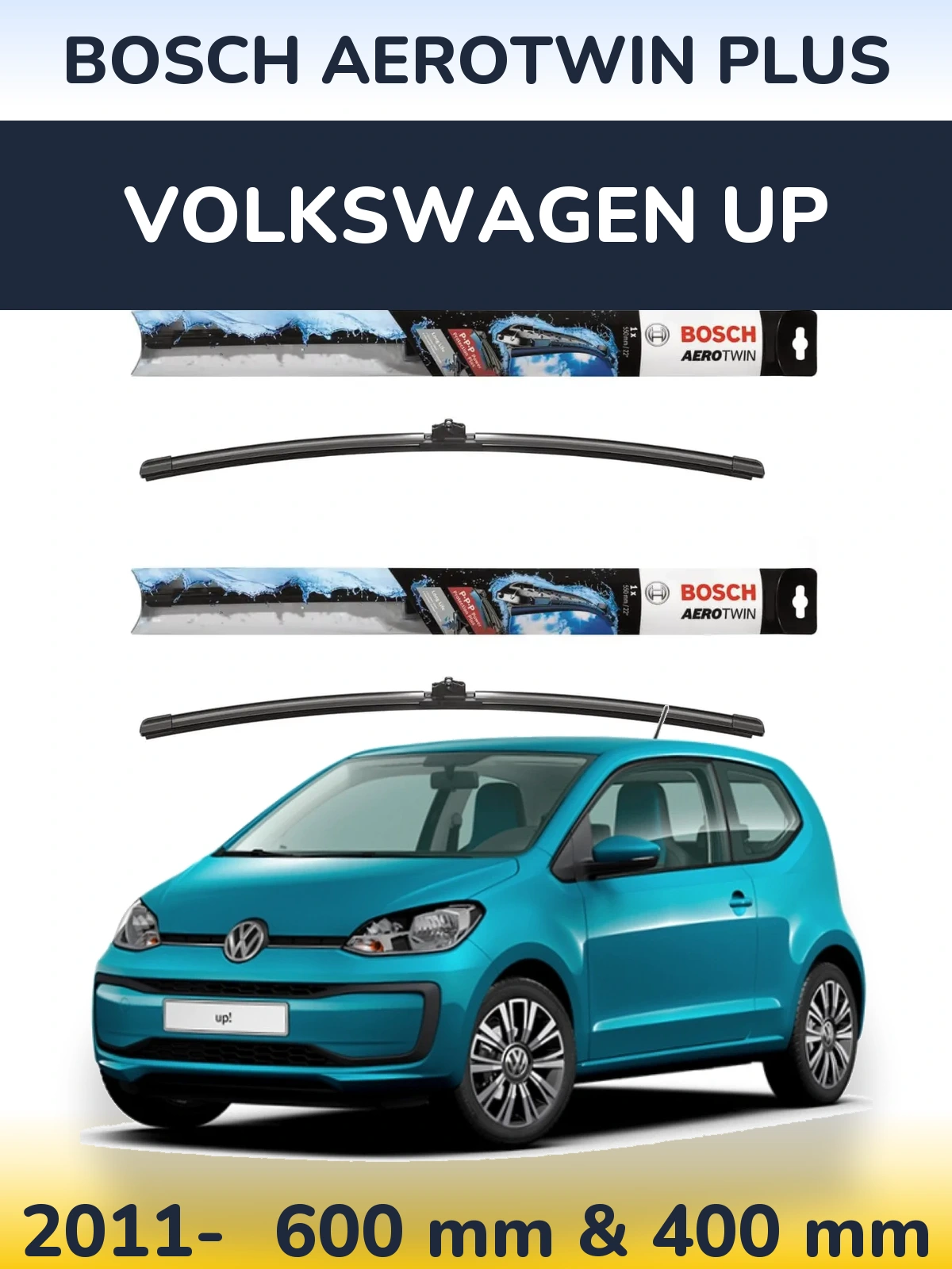 Sada předních stěračů BOSCH AeroTwin Plus 600 a 400 mm pro Volkswagen Up 2011-2026
