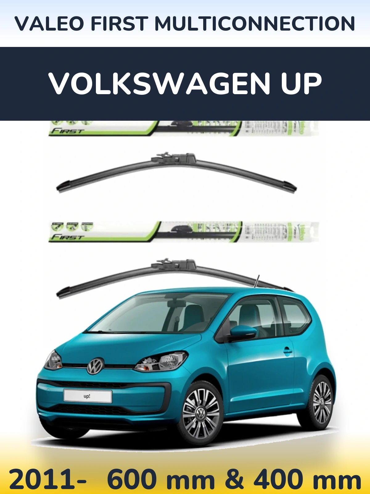 Комплект передніх щіток Valeo First MultiConnection 600 & 400 мм для Volkswagen Up 2011-2026