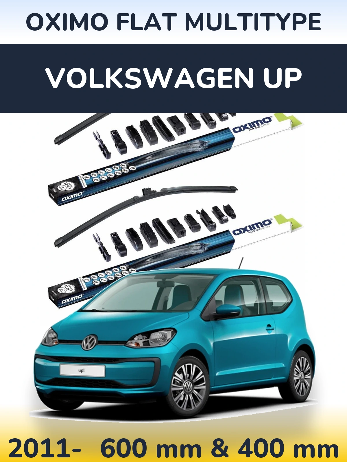Комплект передніх щіток Oximo Flat MultiТипe 600 & 400 мм для Volkswagen Up 2011-2026