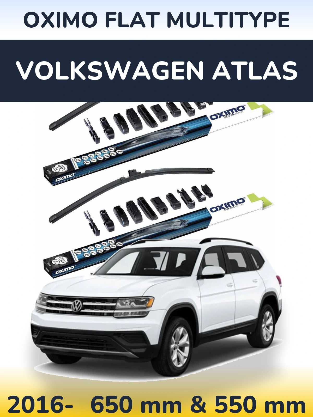 Sada předních stěračů Oximo Flat MultiType 650 a 550 mm pro Volkswagen Atlas 2016-2026