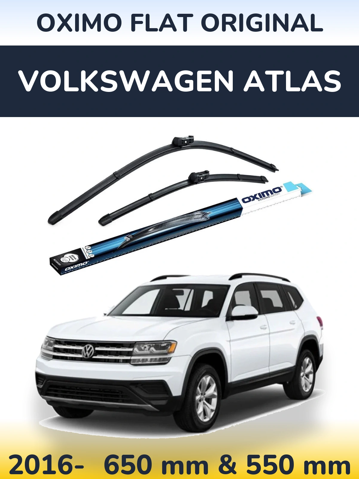 Комплект передніх щіток Oximo Flat Original 650 & 550 мм для Volkswagen Atlas 2016-2026