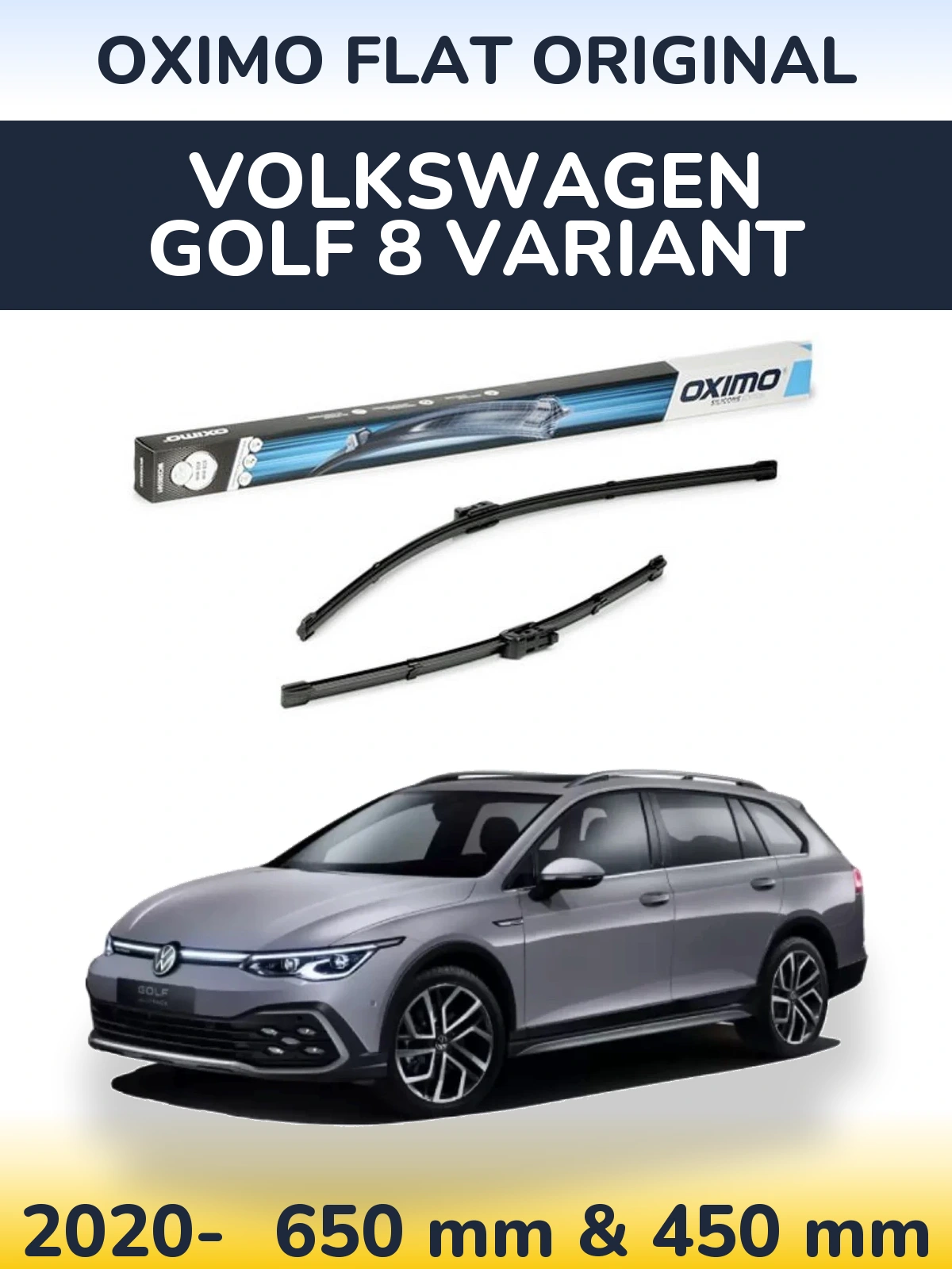 Sada předních stěračů Oximo Flat Original 650 a 450 mm pro Volkswagen Golf 8 Variant 2020-2026