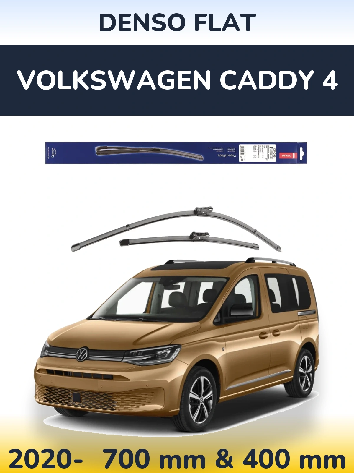 Sada předních stěračů Denso Flat 700 a 400 mm pro Volkswagen Caddy 4 2020-2026