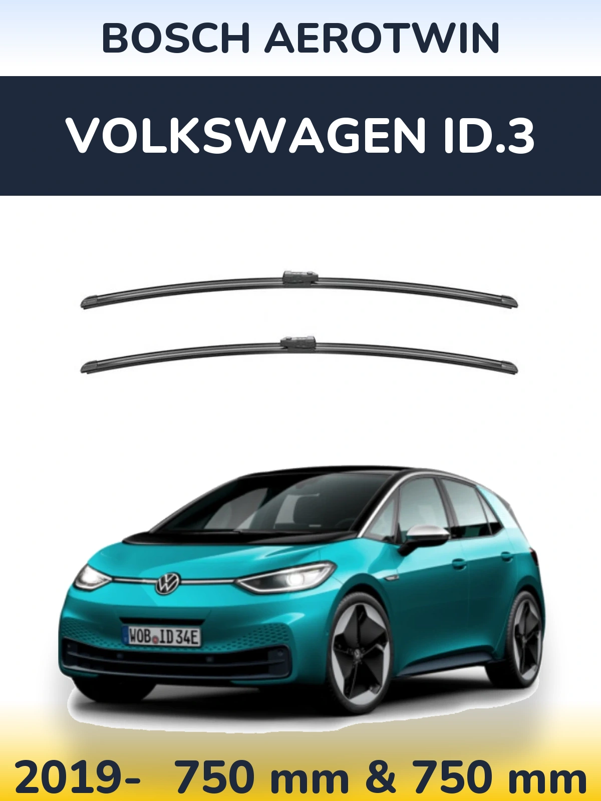 Sada předních stěračů BOSCH AeroTwin 750 a 750 mm pro Volkswagen ID.3 2019-2026