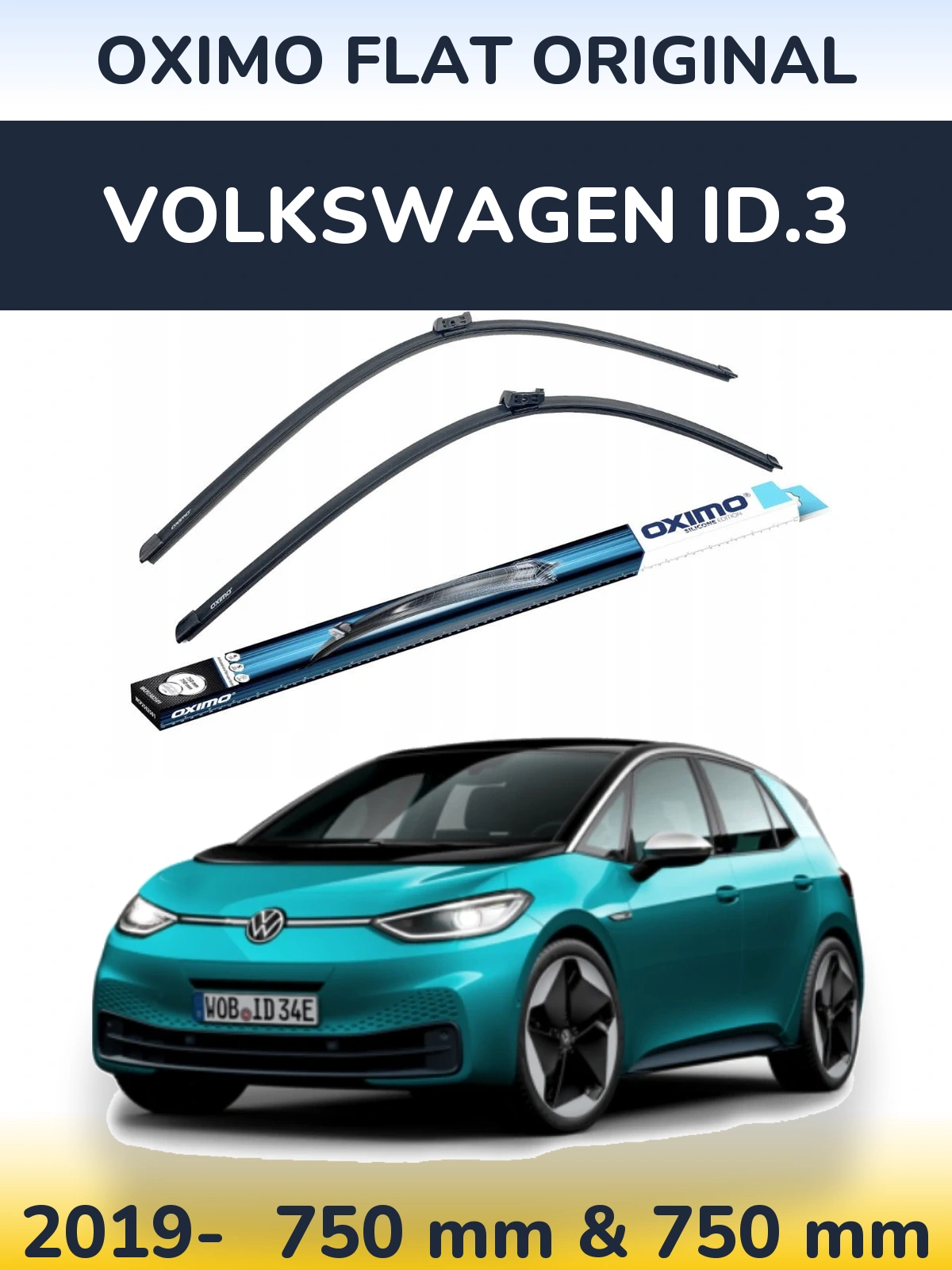 Комплект передніх щіток Oximo Flat Original 750 & 750 мм для Volkswagen ID.3 2019-2026