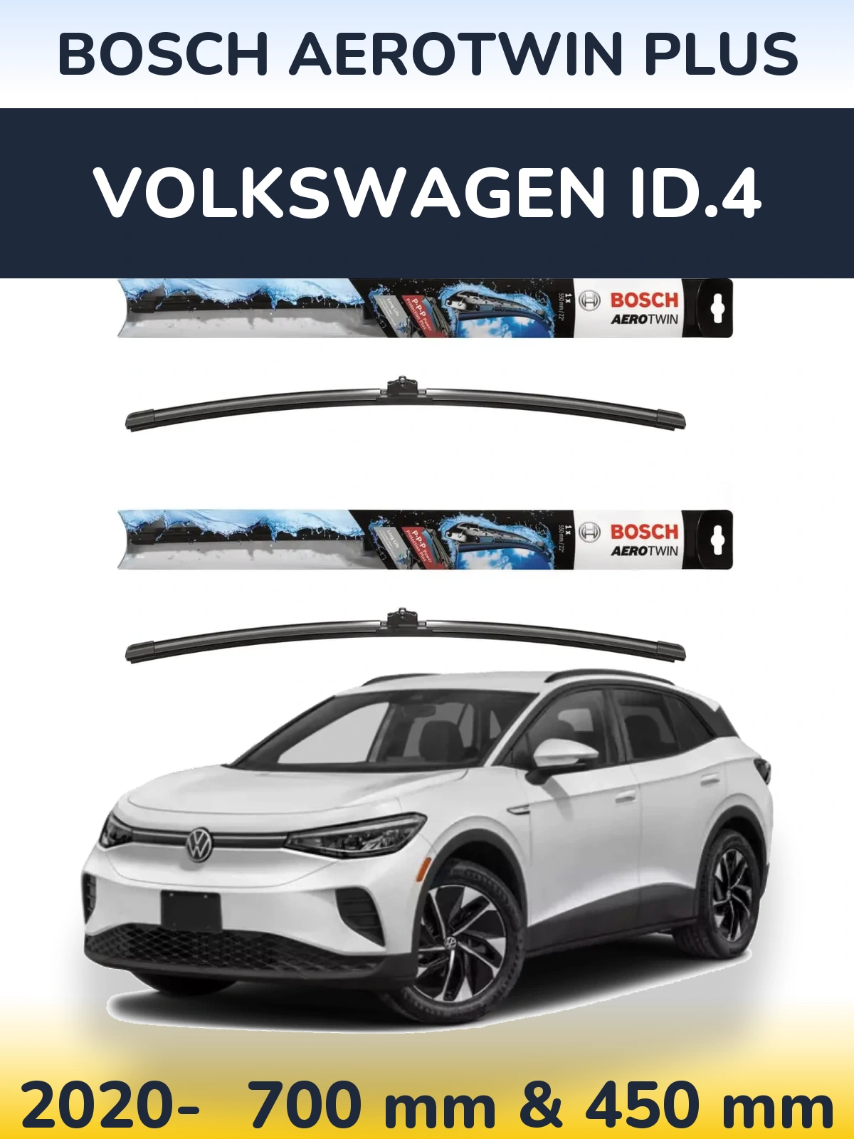Sada předních stěračů BOSCH AeroTwin Plus 700 a 450 mm pro Volkswagen ID.4 2020-2026