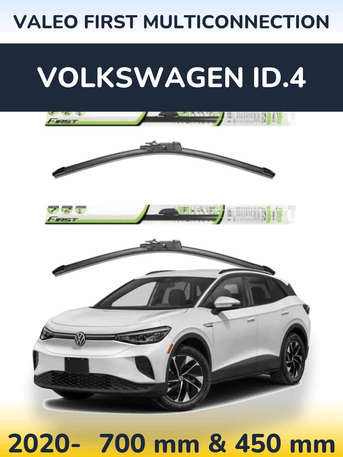 Sada předních stěračů Valeo First MultiConnection 700 a 450 mm pro Volkswagen ID.4 2020-2026