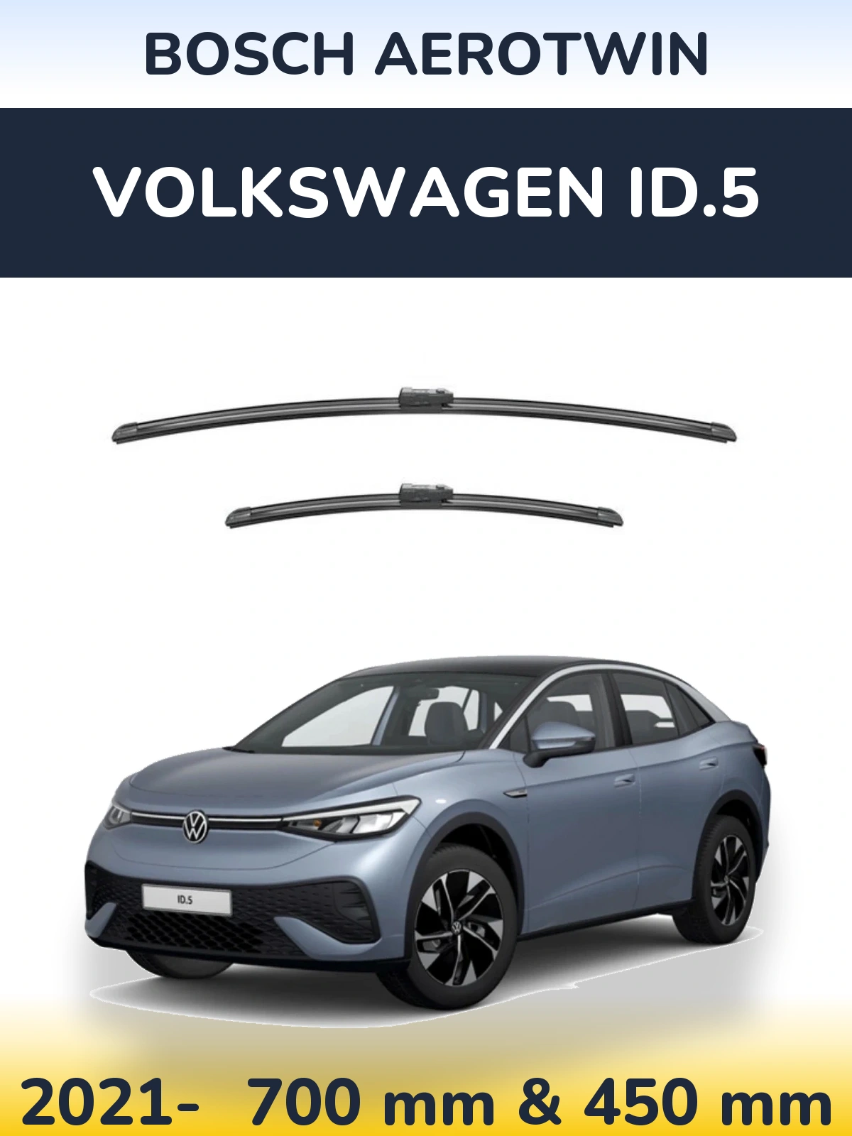 Sada předních stěračů BOSCH AeroTwin 700 a 450 mm pro Volkswagen ID.5 2021-2026