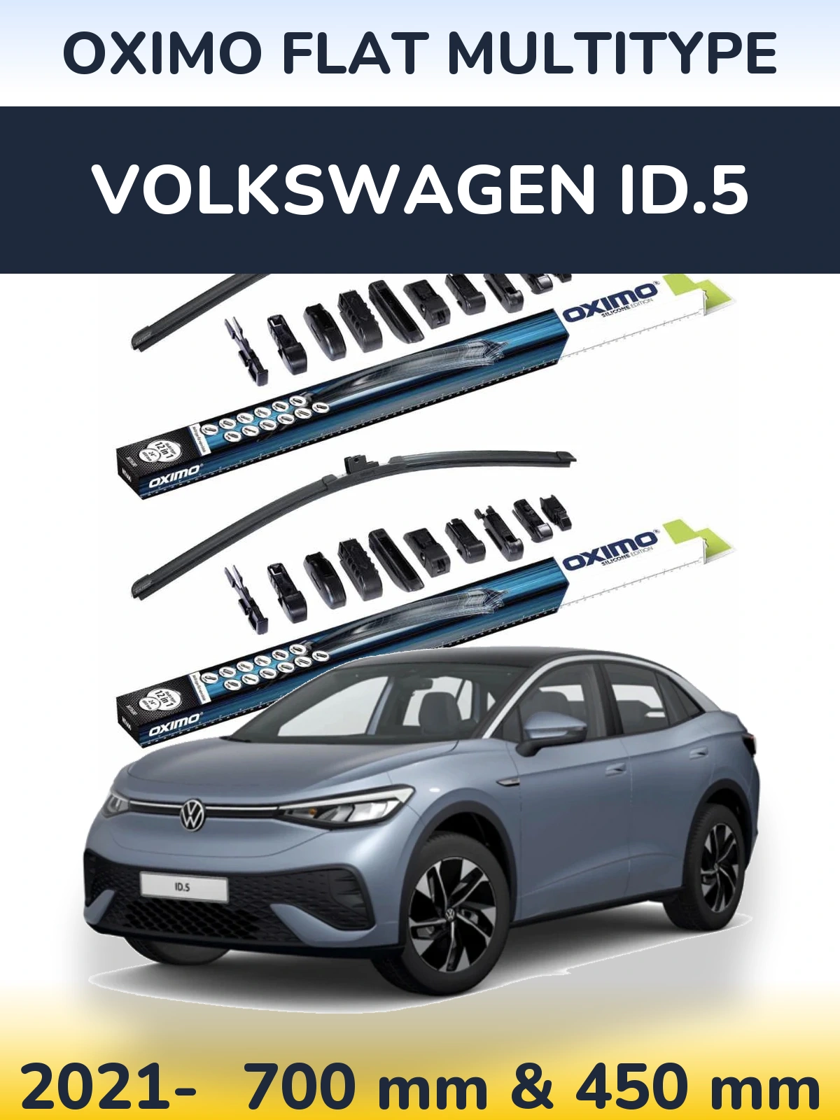Sada předních stěračů Oximo Flat MultiType 700 a 450 mm pro Volkswagen ID.5 2021-2026