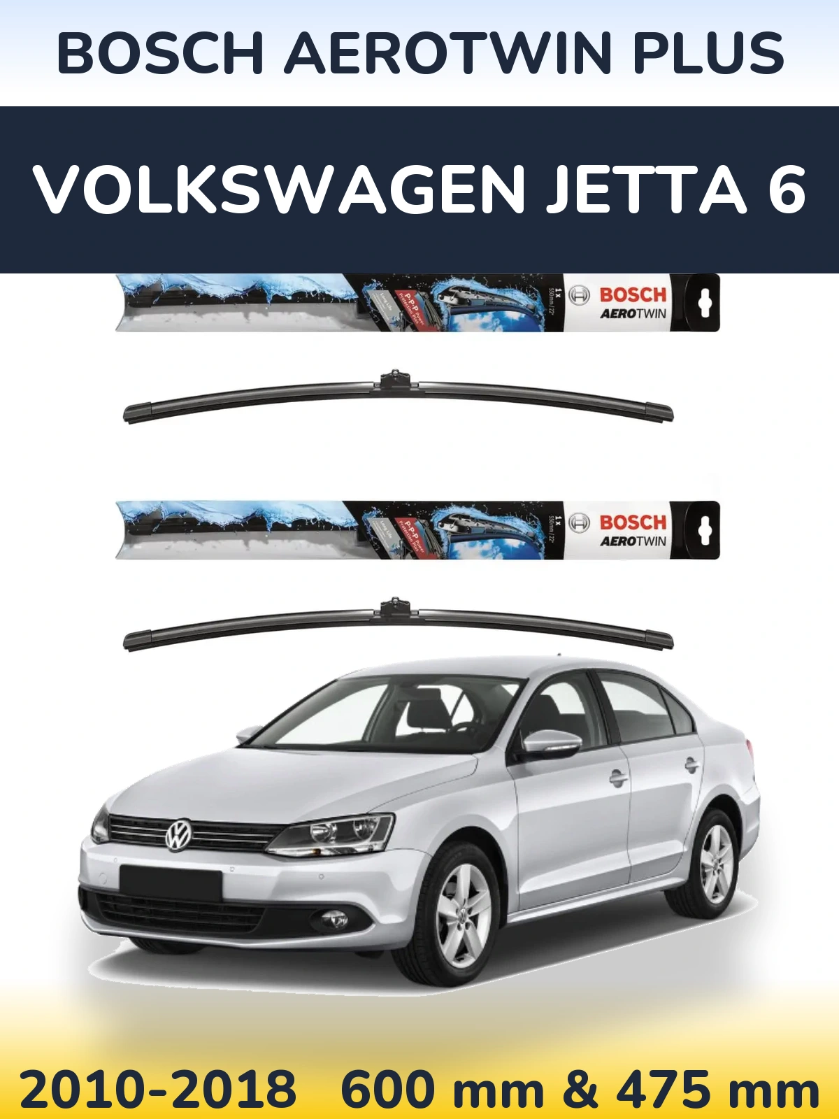 Sada předních stěračů BOSCH AeroTwin Plus 600 a 475 mm pro Volkswagen Jetta 6 2010-2018
