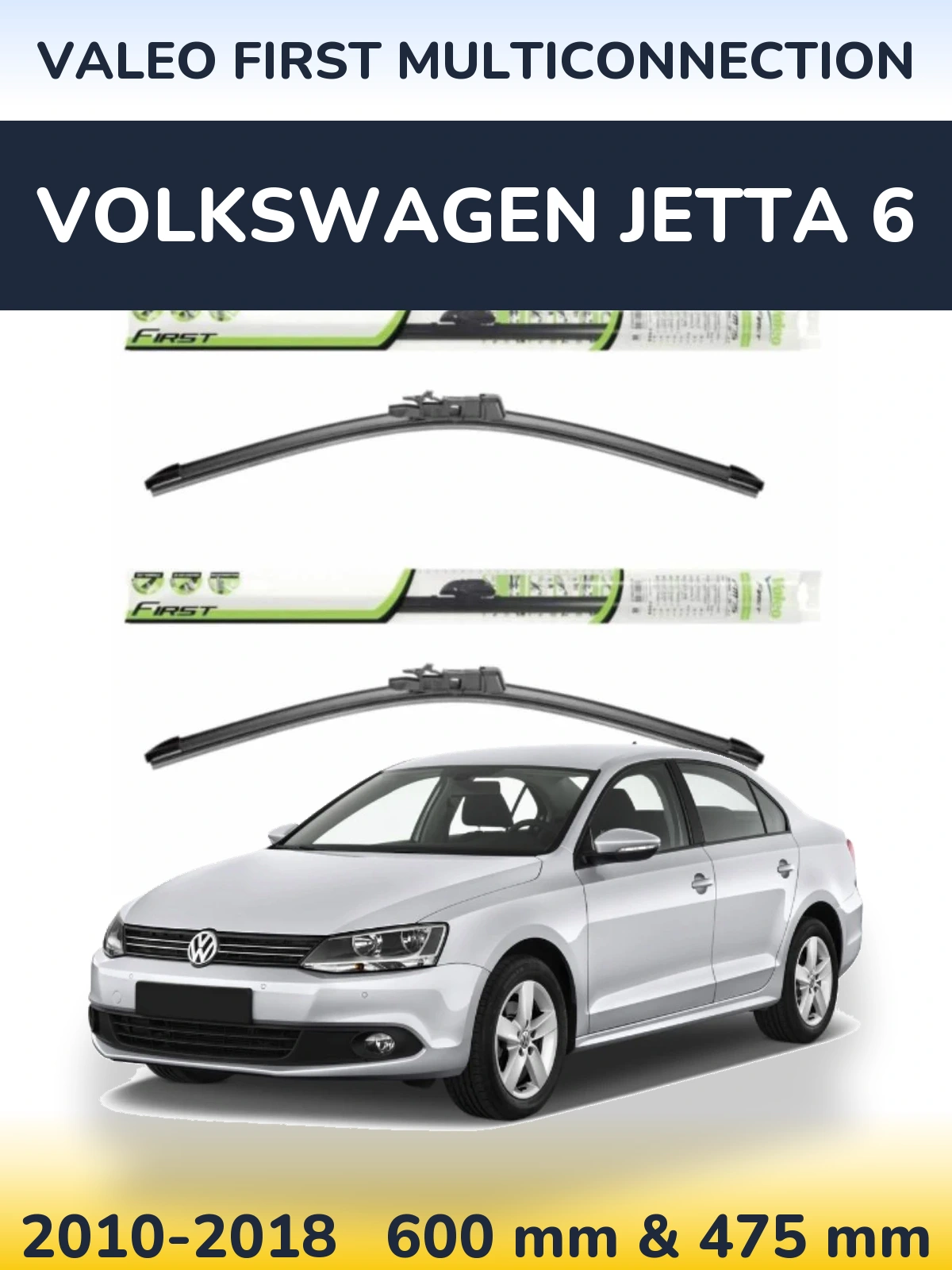 Sada předních stěračů Valeo First MultiConnection 600 a 475 mm pro Volkswagen Jetta 6 2010-2018