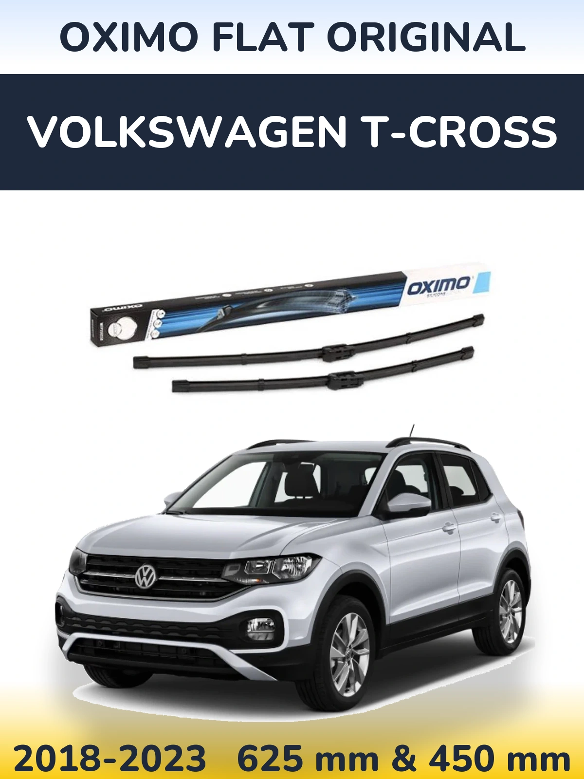 Комплект передніх щіток Oximo Flat Original 600 & 450 мм для Volkswagen T-Cross 2018-2023