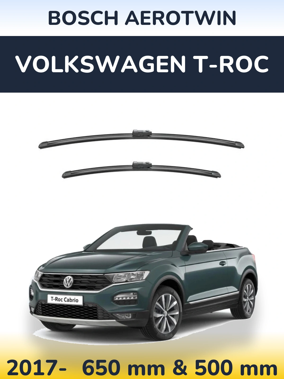 Sada předních stěračů BOSCH AeroTwin 650 a 500 mm pro Volkswagen T-Roc 2017-2026